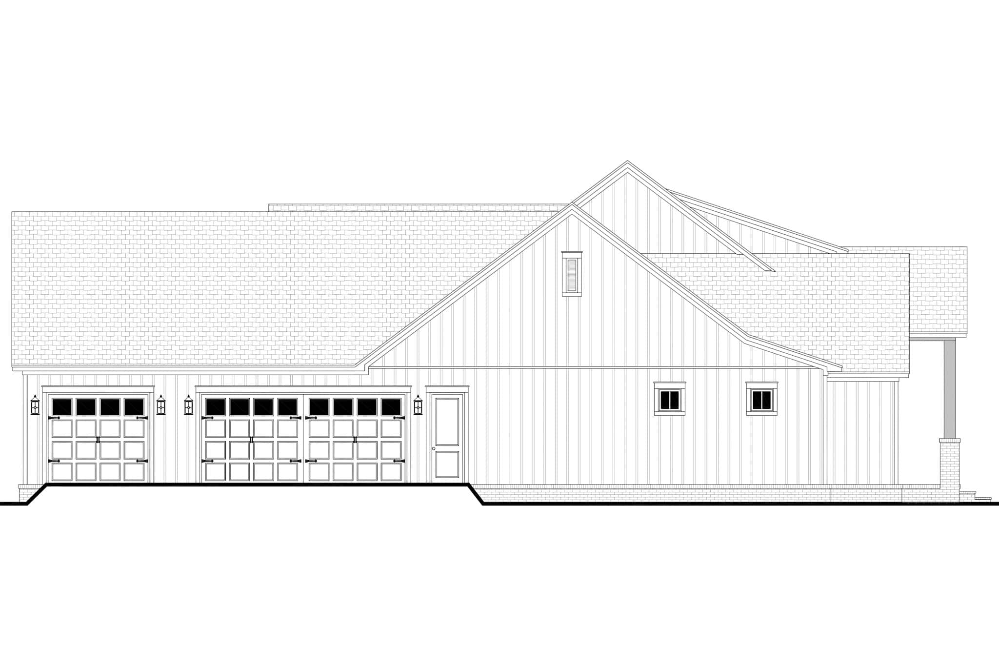 Home Plan Left Elevation of this 3-Bedroom,2881 Sq Ft Plan -142-1551