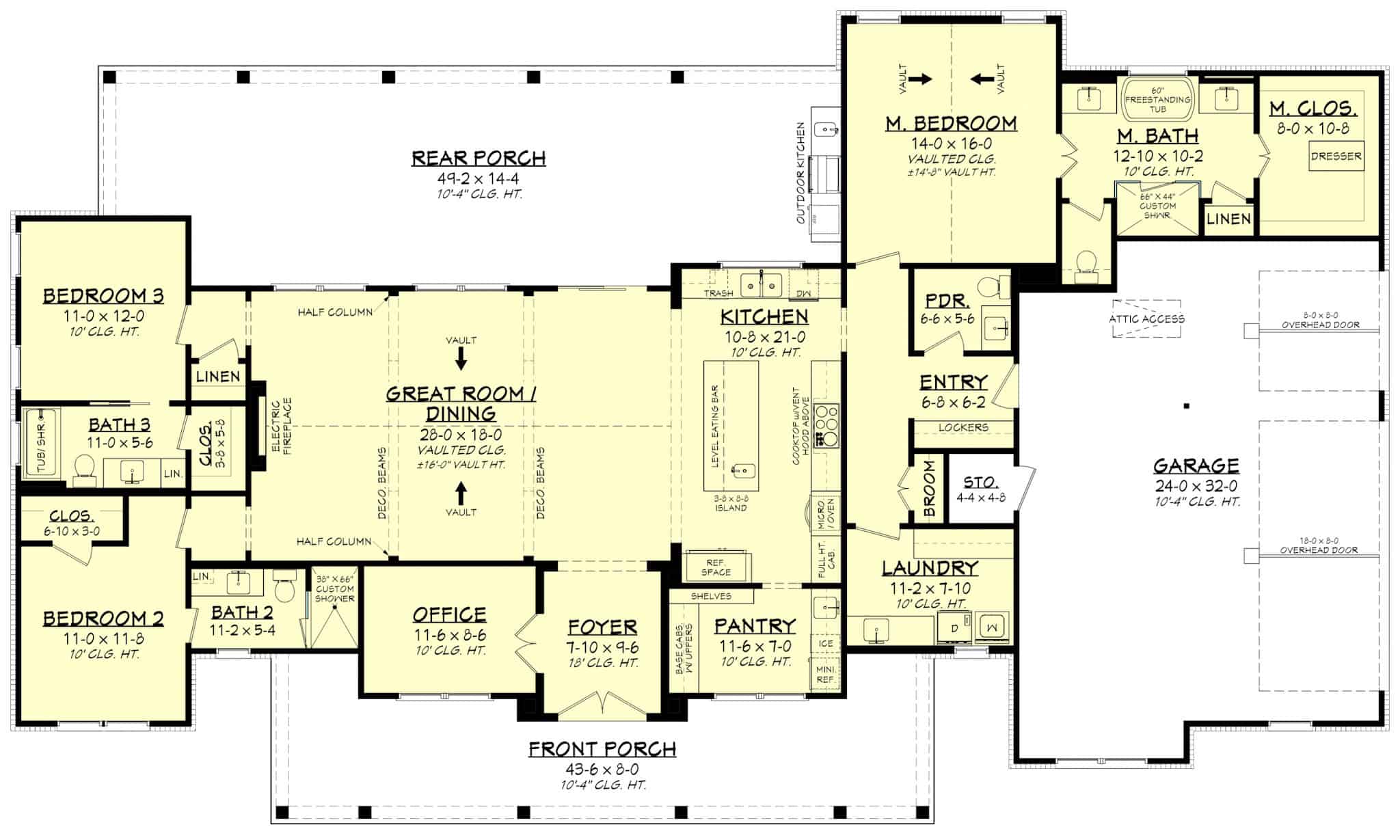 Main Level of Modern Farmhouse Plan #142-1553