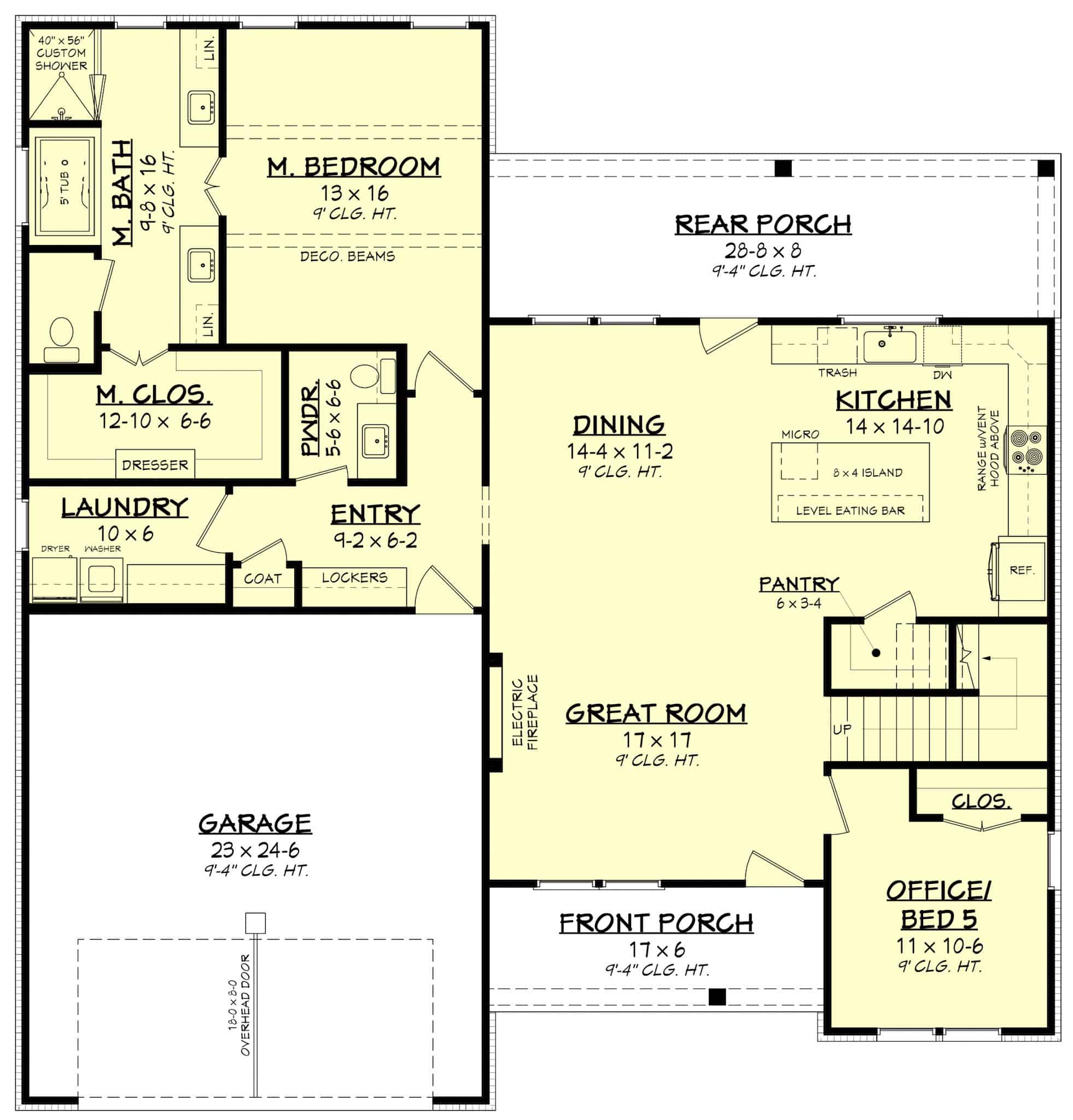 Main Level of Modern Farmhouse Plan #142-1554