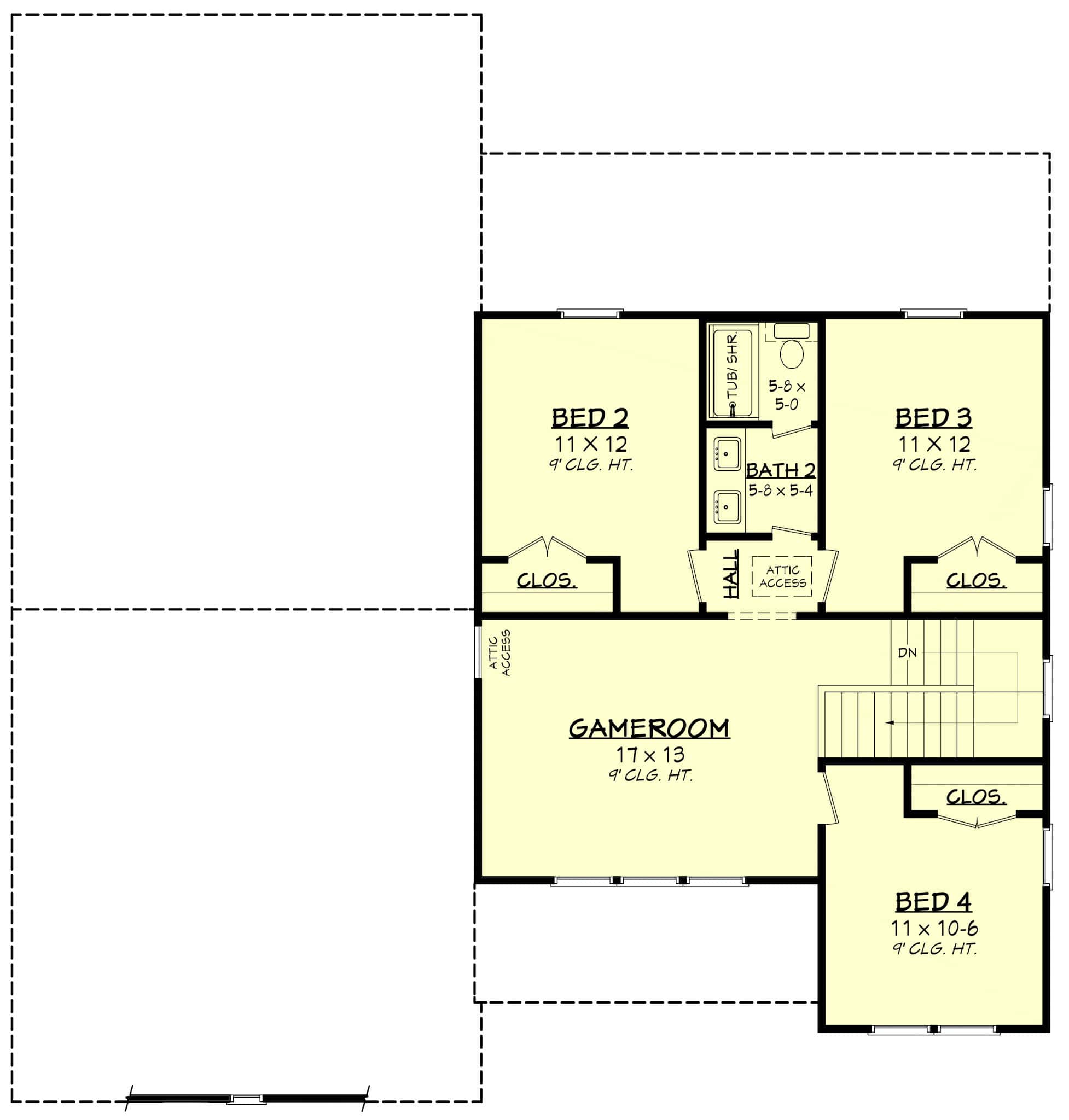 Upper Level of Modern Farmhouse Plan #142-1554