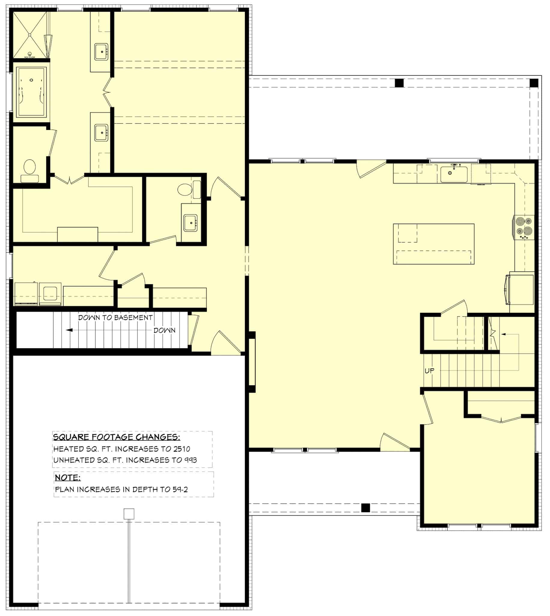 Main Level of Modern Farmhouse Plan #142-1554