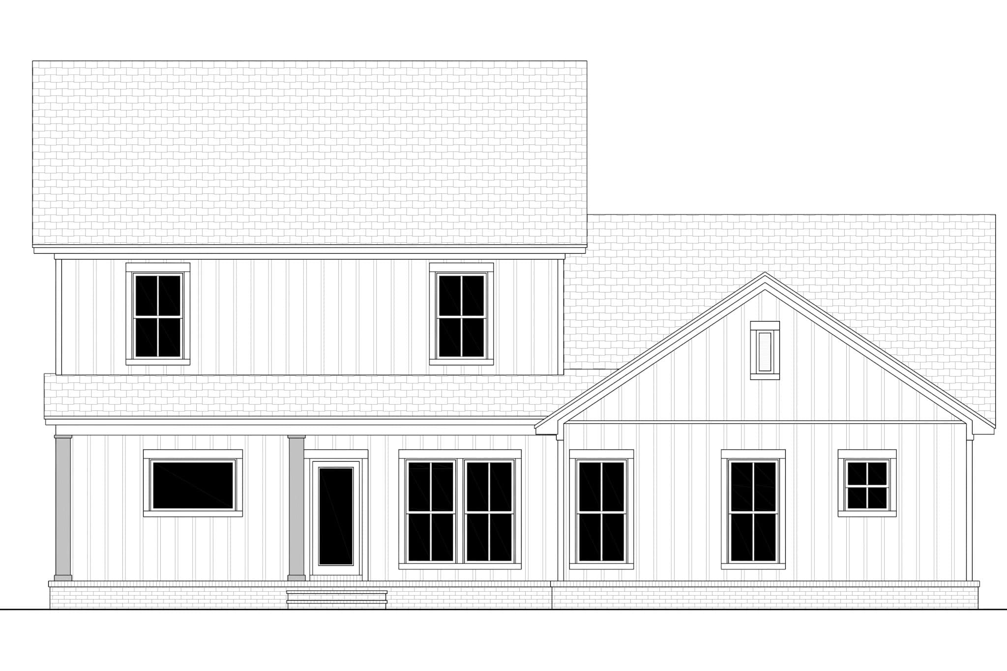 Home Plan Rear Elevation of this 5-Bedroom,2486 Sq Ft Plan -142-1554