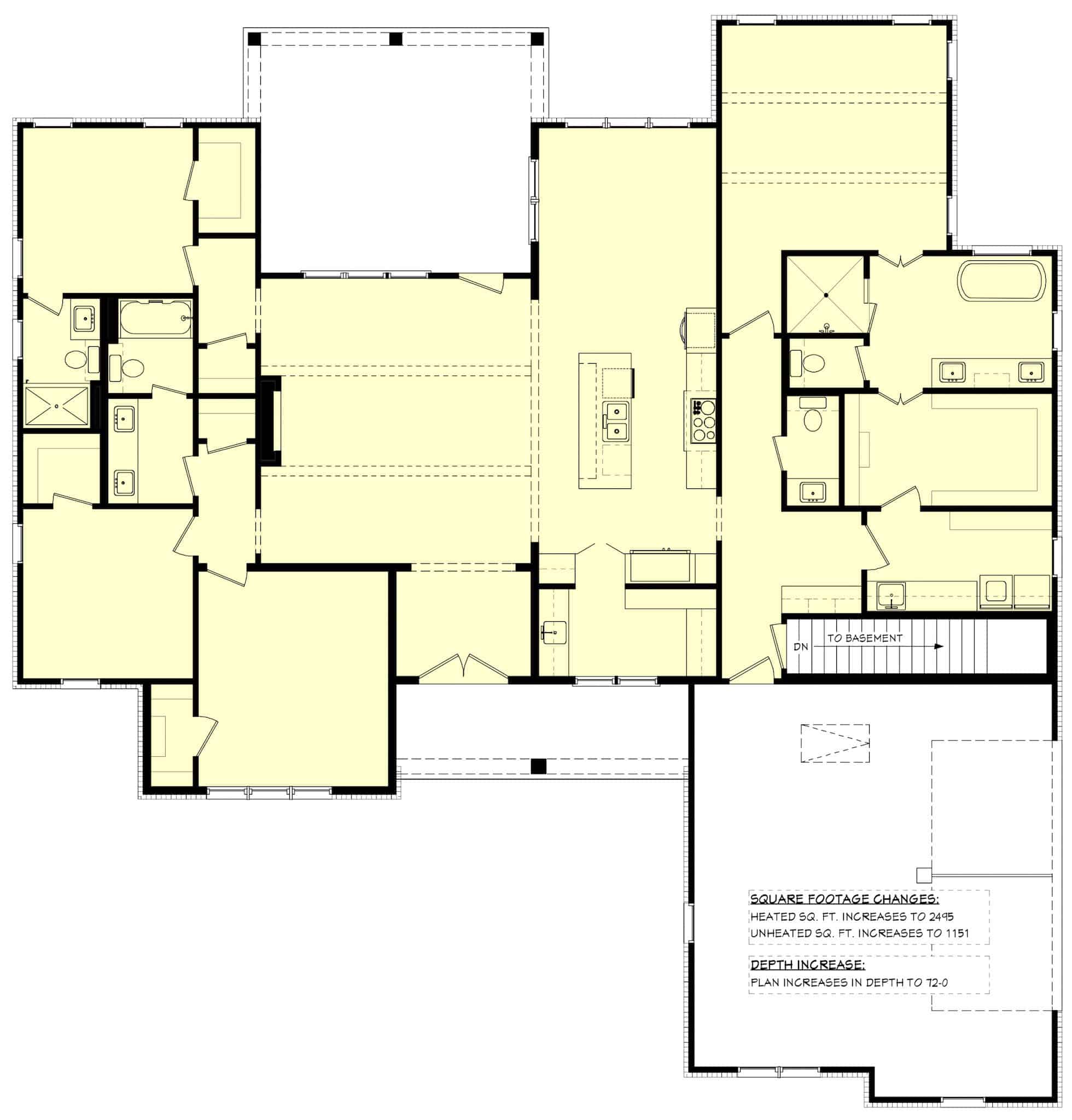 Main Level of Modern Farmhouse Plan #142-1555
