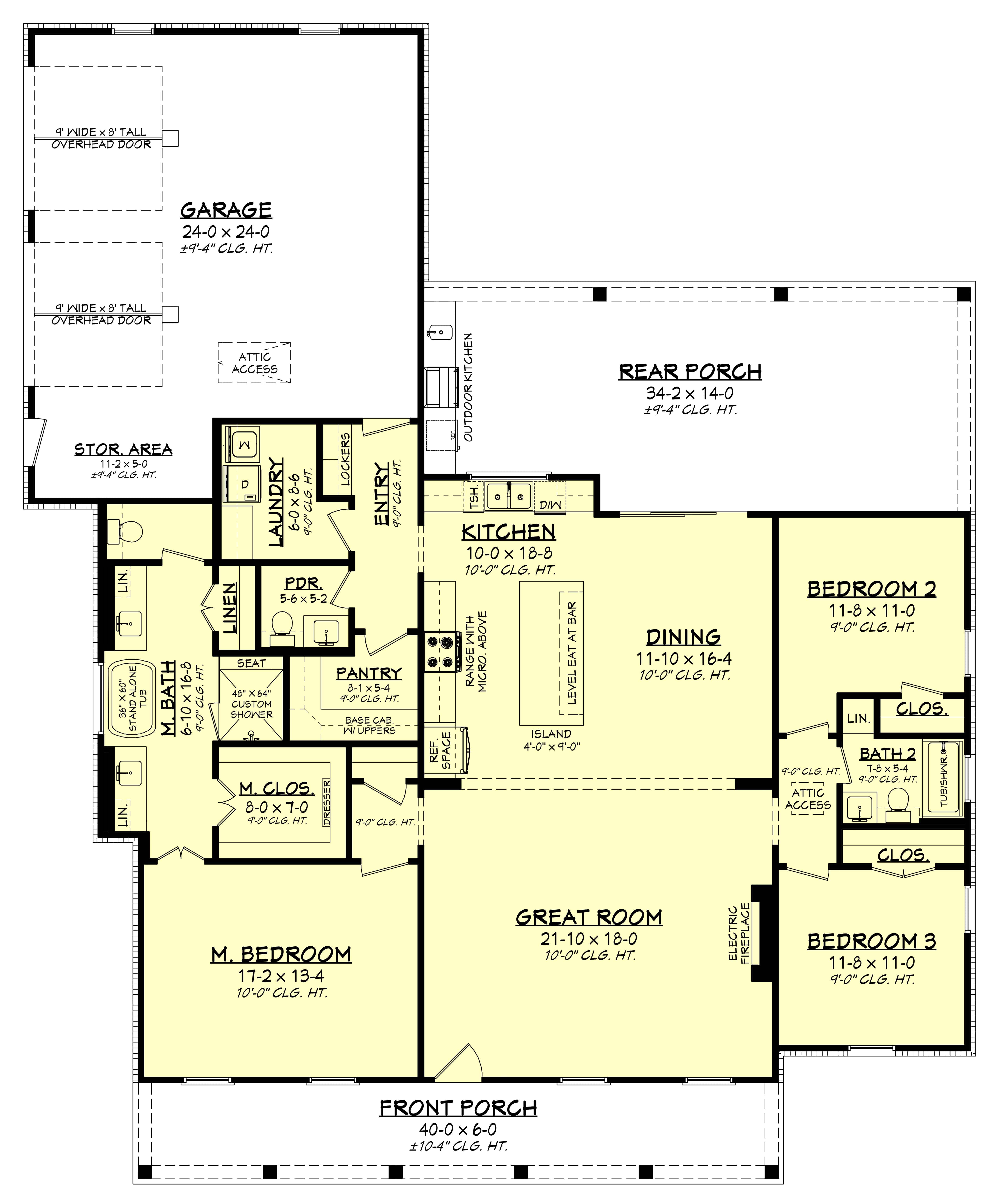 Main Level of Cottage Plan #142-1559