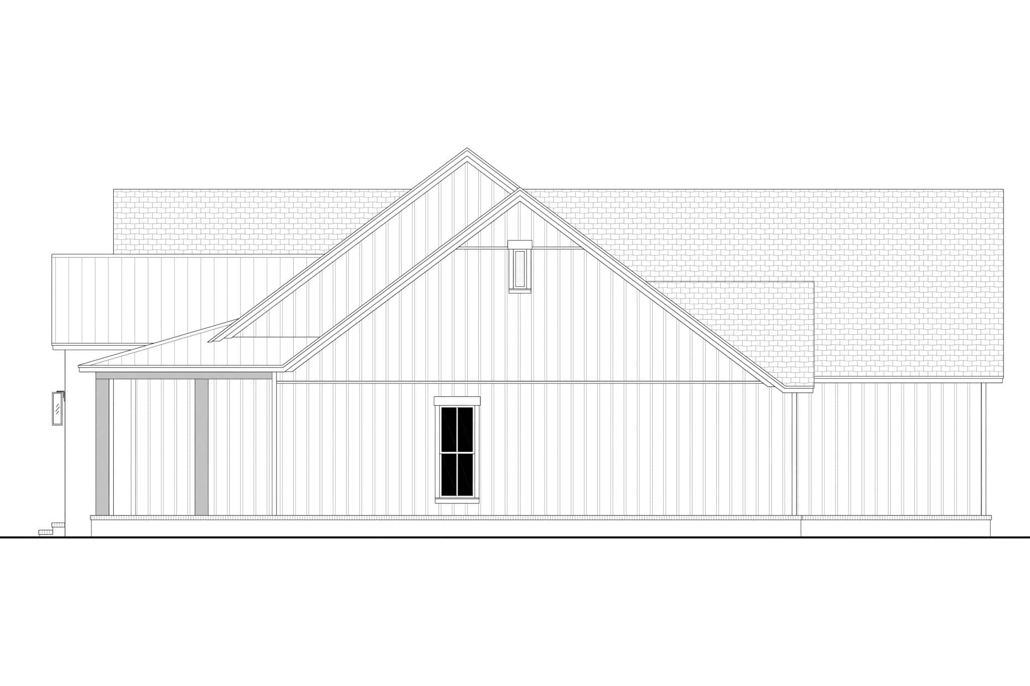 Home Plan Right Elevation of this 4-Bedroom,2600 Sq Ft Plan -142-1564
