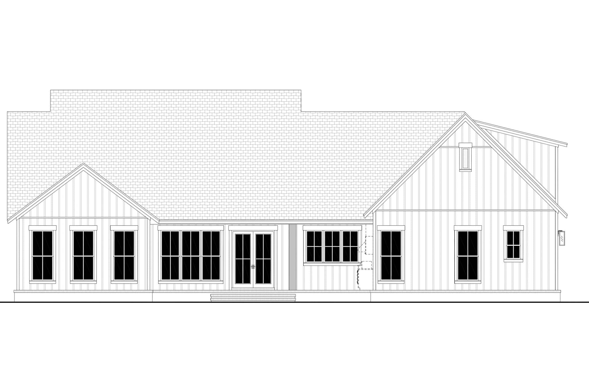Home Plan Rear Elevation of this 4-Bedroom,2600 Sq Ft Plan -142-1564