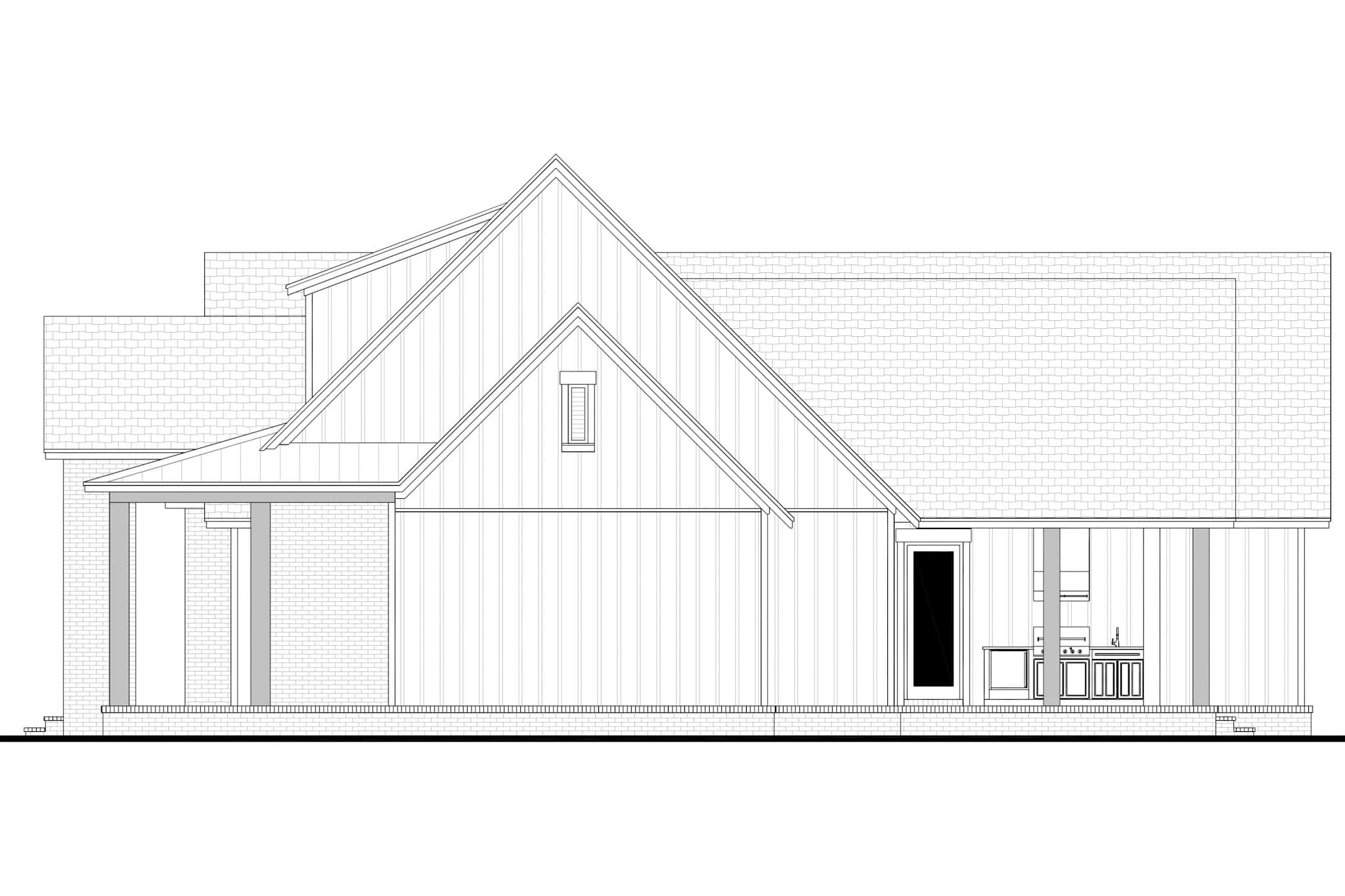 Home Plan Right Elevation of this 3-Bedroom,2143 Sq Ft Plan -142-1566