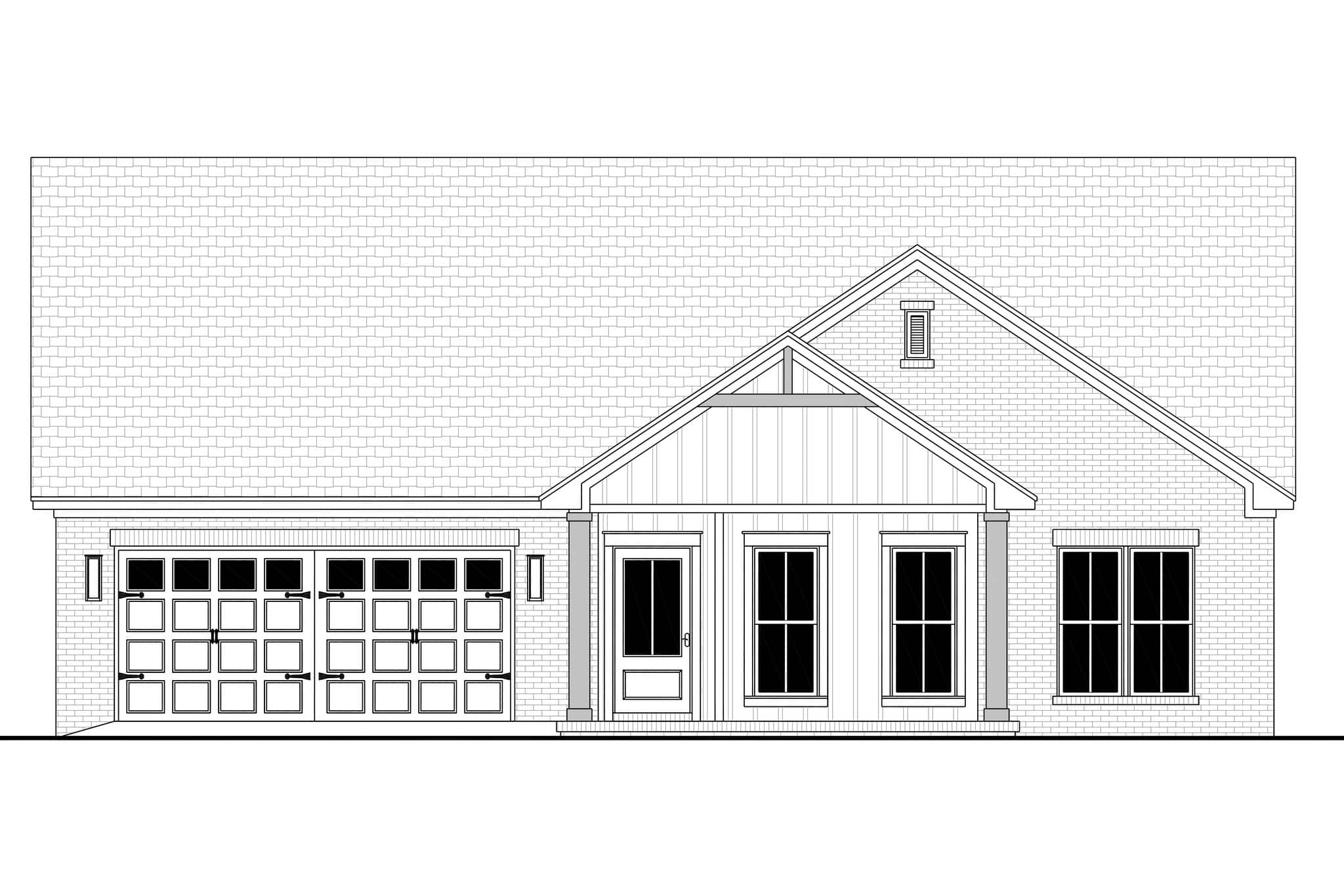 Home Plan Front Elevation of this 3-Bedroom,1579 Sq Ft Plan -142-1570