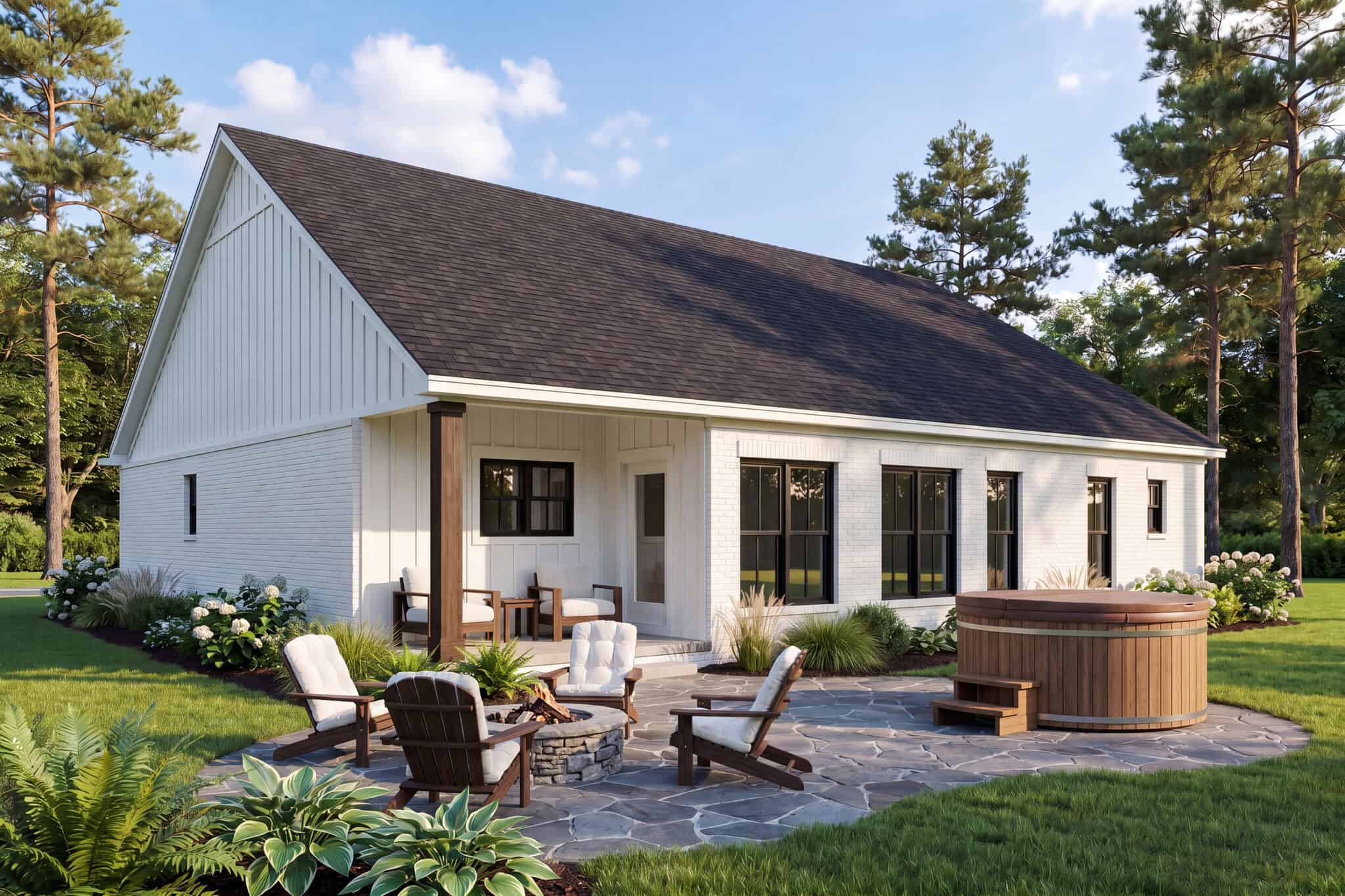 Home Plan Rear Elevation of this 3-Bedroom,1579 Sq Ft Plan -142-1570