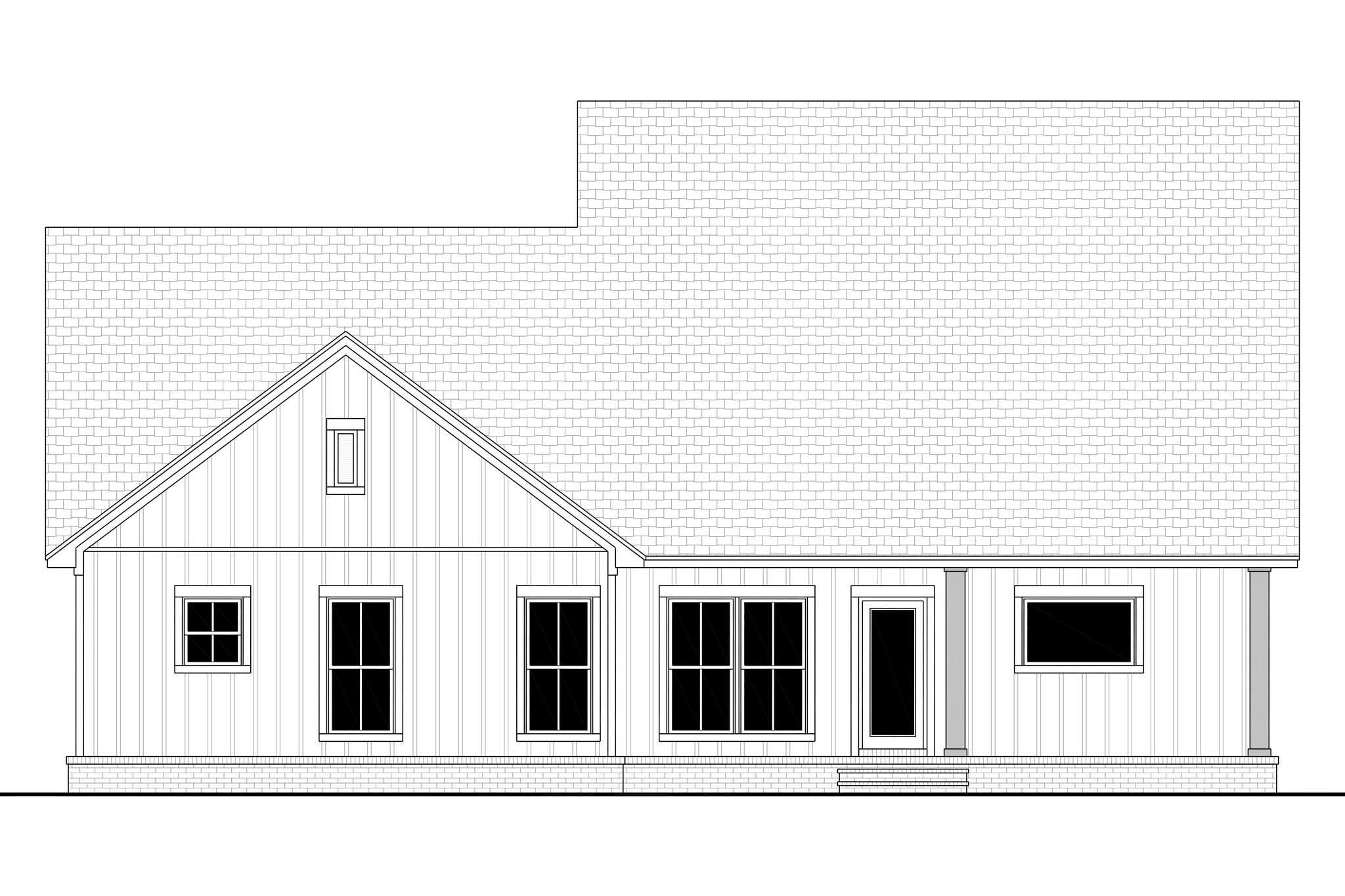 Home Plan Rear Elevation of this 4-Bedroom,2200 Sq Ft Plan -142-1571