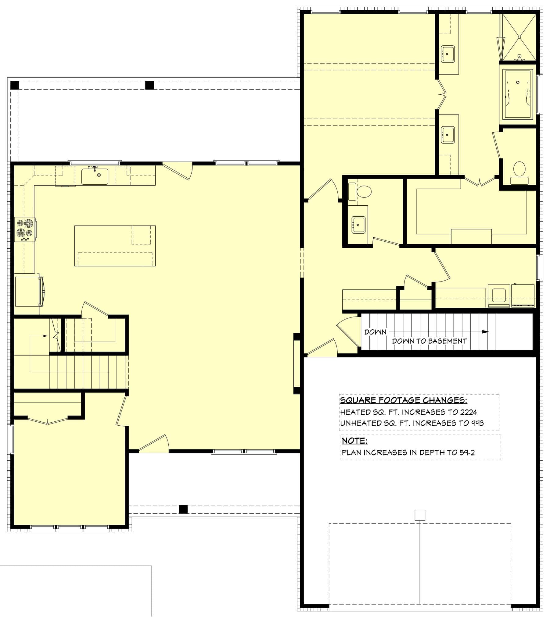 Main Level of Farmhouse Plan #142-1571