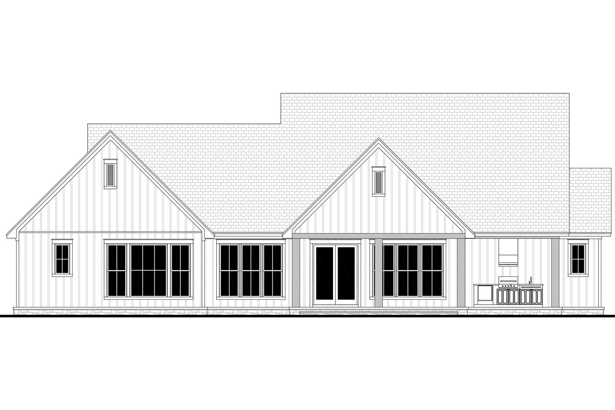 Home Plan Rear Elevation of this 3-Bedroom,2383 Sq Ft Plan -142-1572