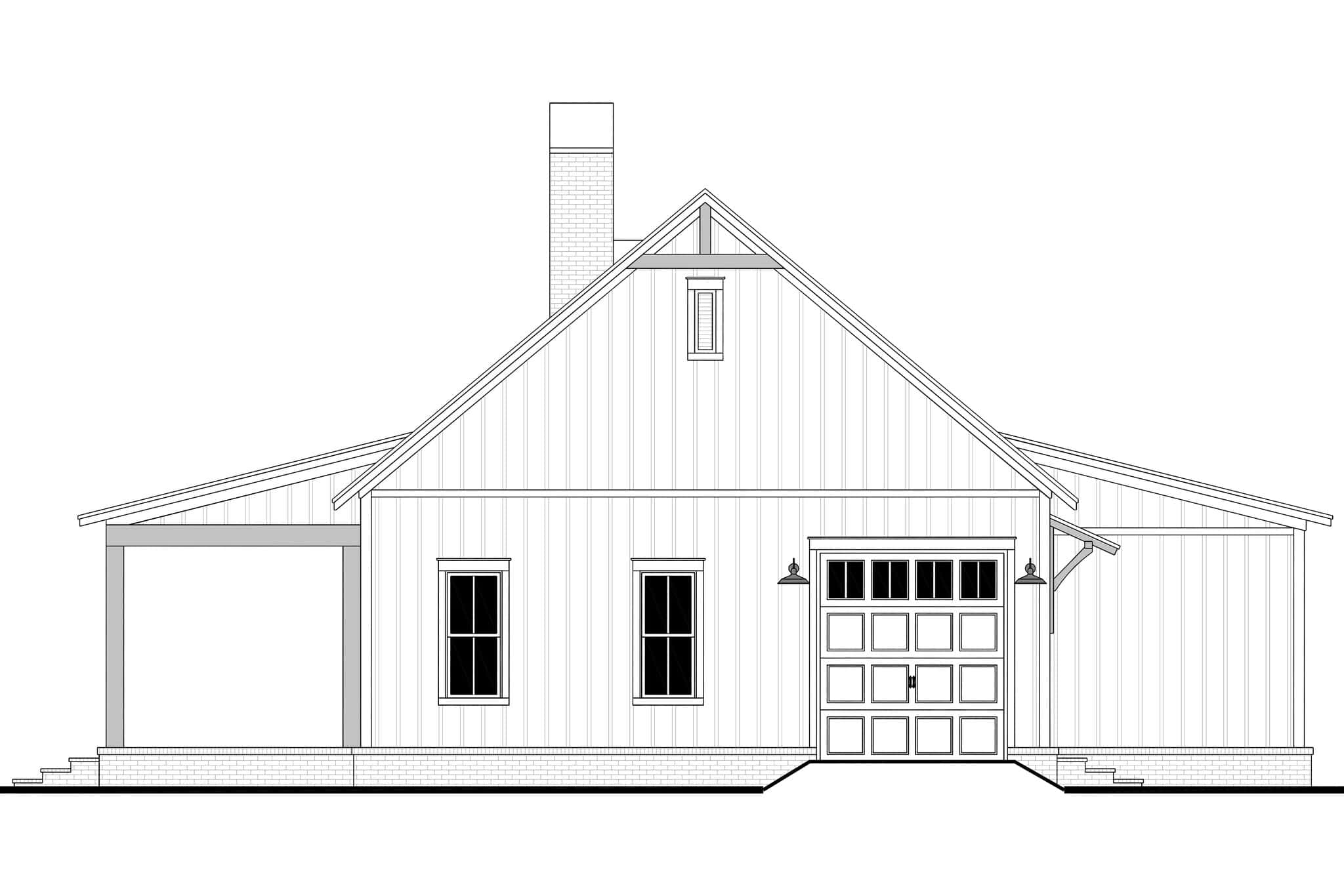 Home Plan Right Elevation of this 4-Bedroom,2096 Sq Ft Plan -142-1573