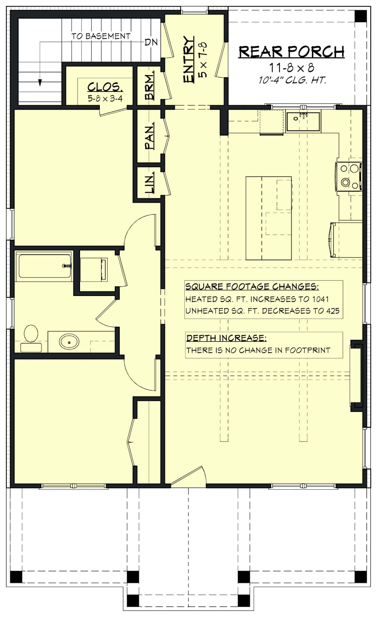 Main Level of Farmhouse Plan #142-1574