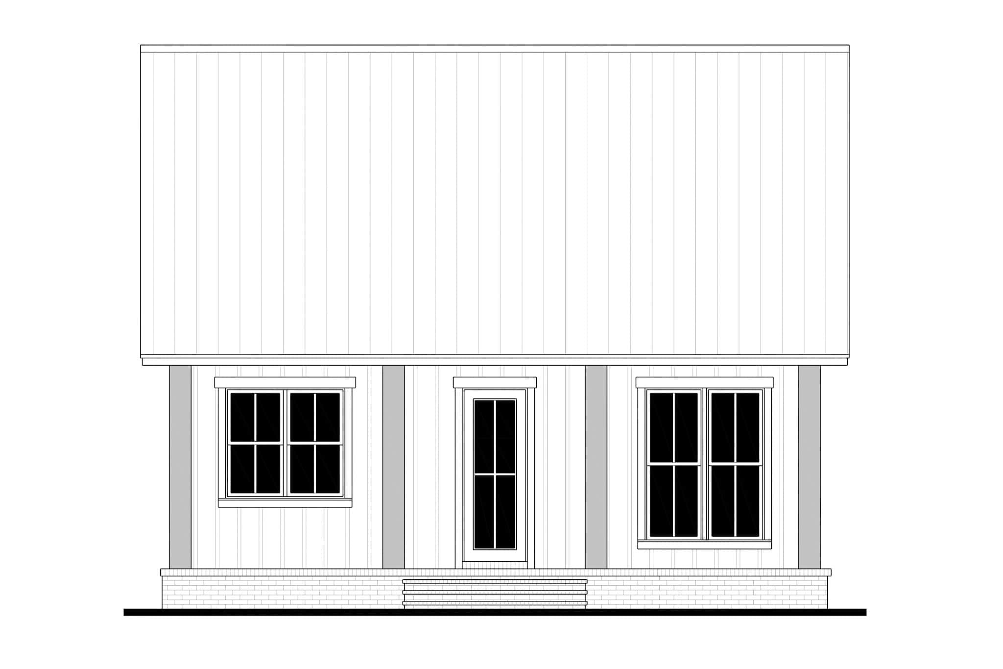 Home Plan Rear Elevation of this 2-Bedroom,965 Sq Ft Plan -142-1574