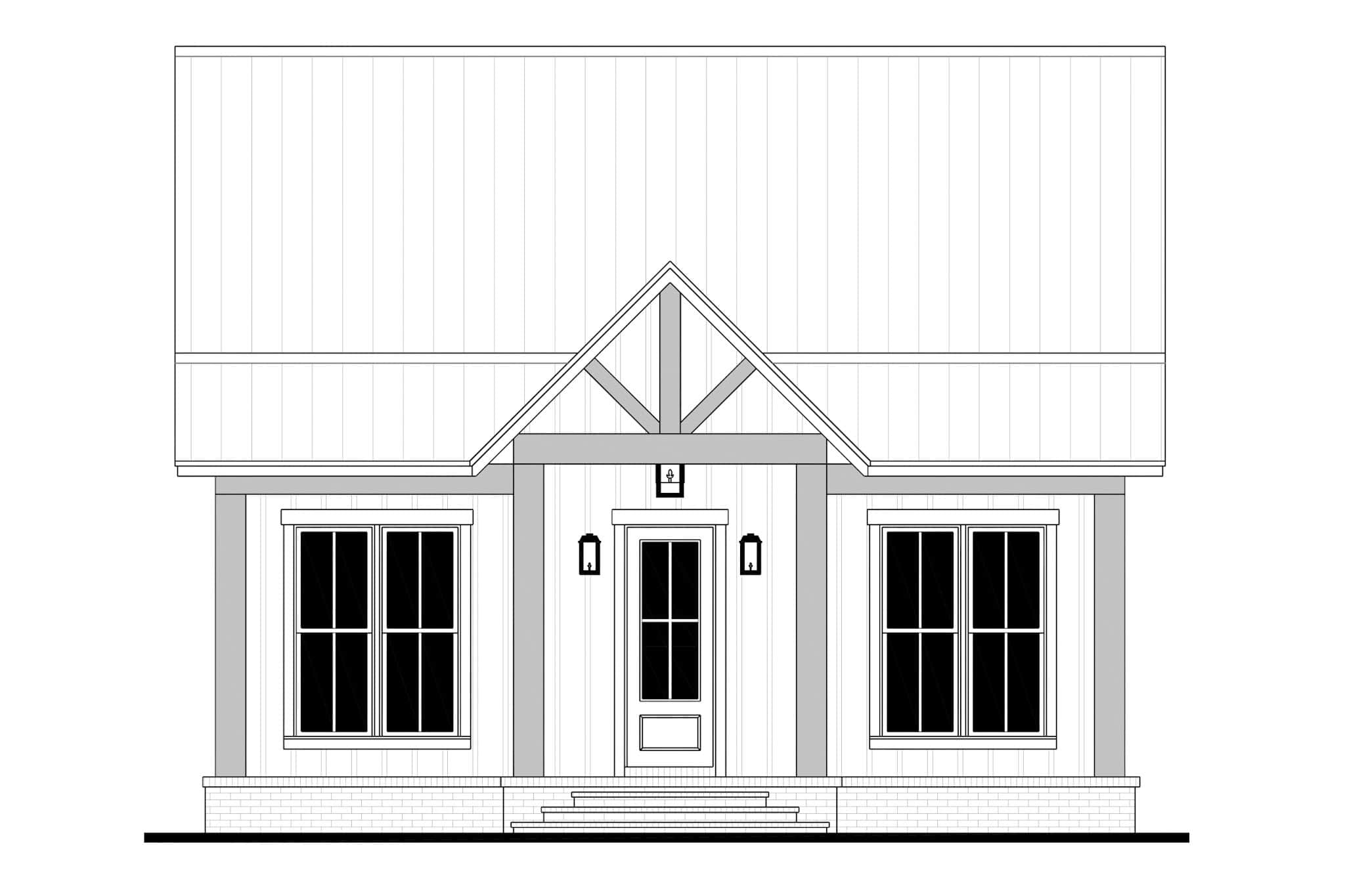 Home Plan Front Elevation of this 2-Bedroom,965 Sq Ft Plan -142-1574