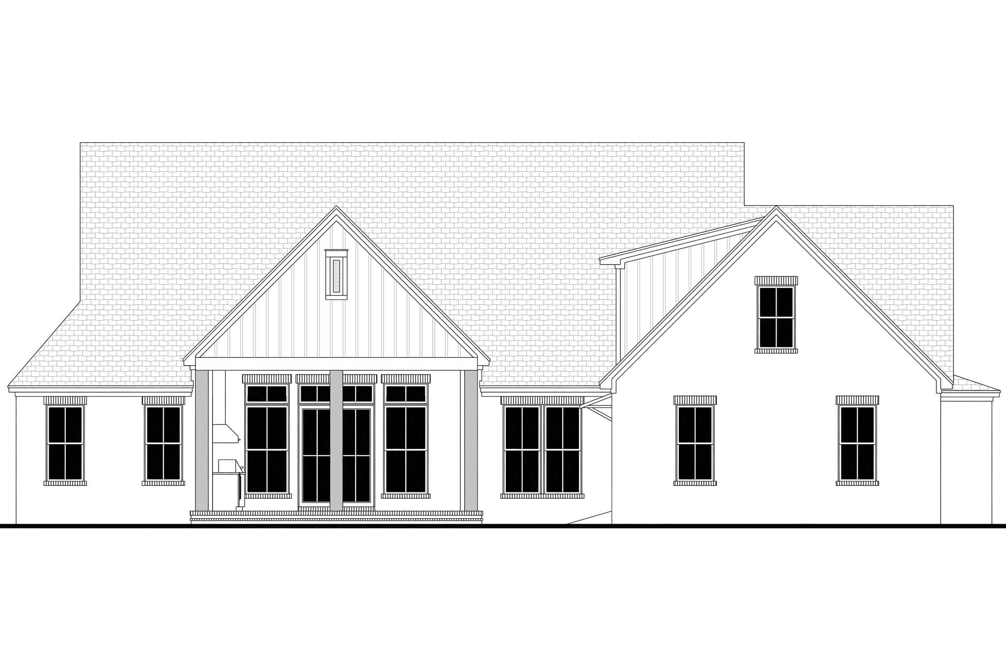 Home Plan Rear Elevation of this 3-Bedroom,2679 Sq Ft Plan -142-1575