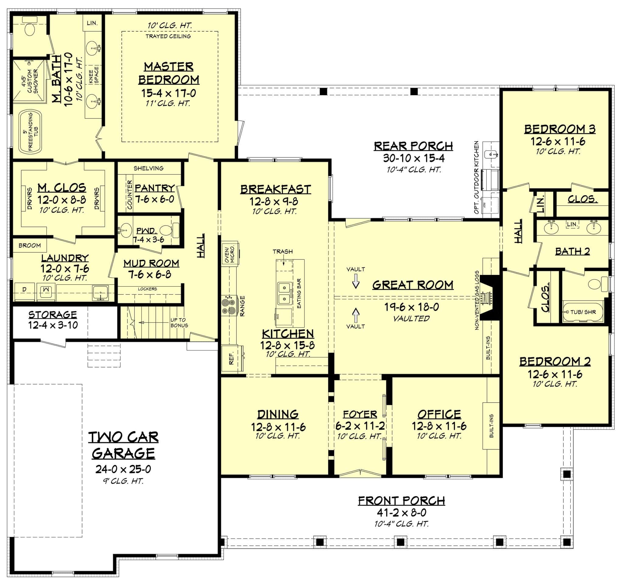 Main Level of Modern Farmhouse Plan #142-1576