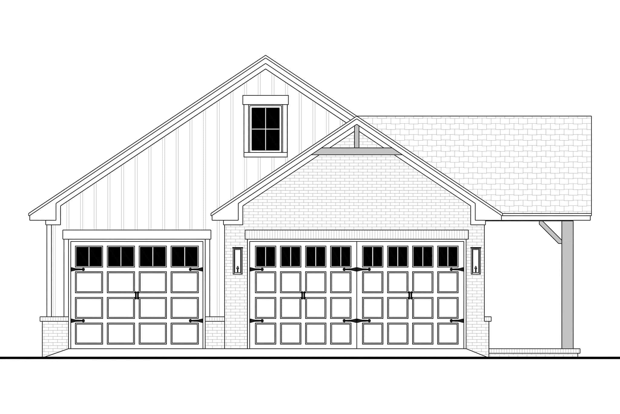 Home Plan Front Elevation of this 1-Bedroom,900 Sq Ft Plan -142-1577