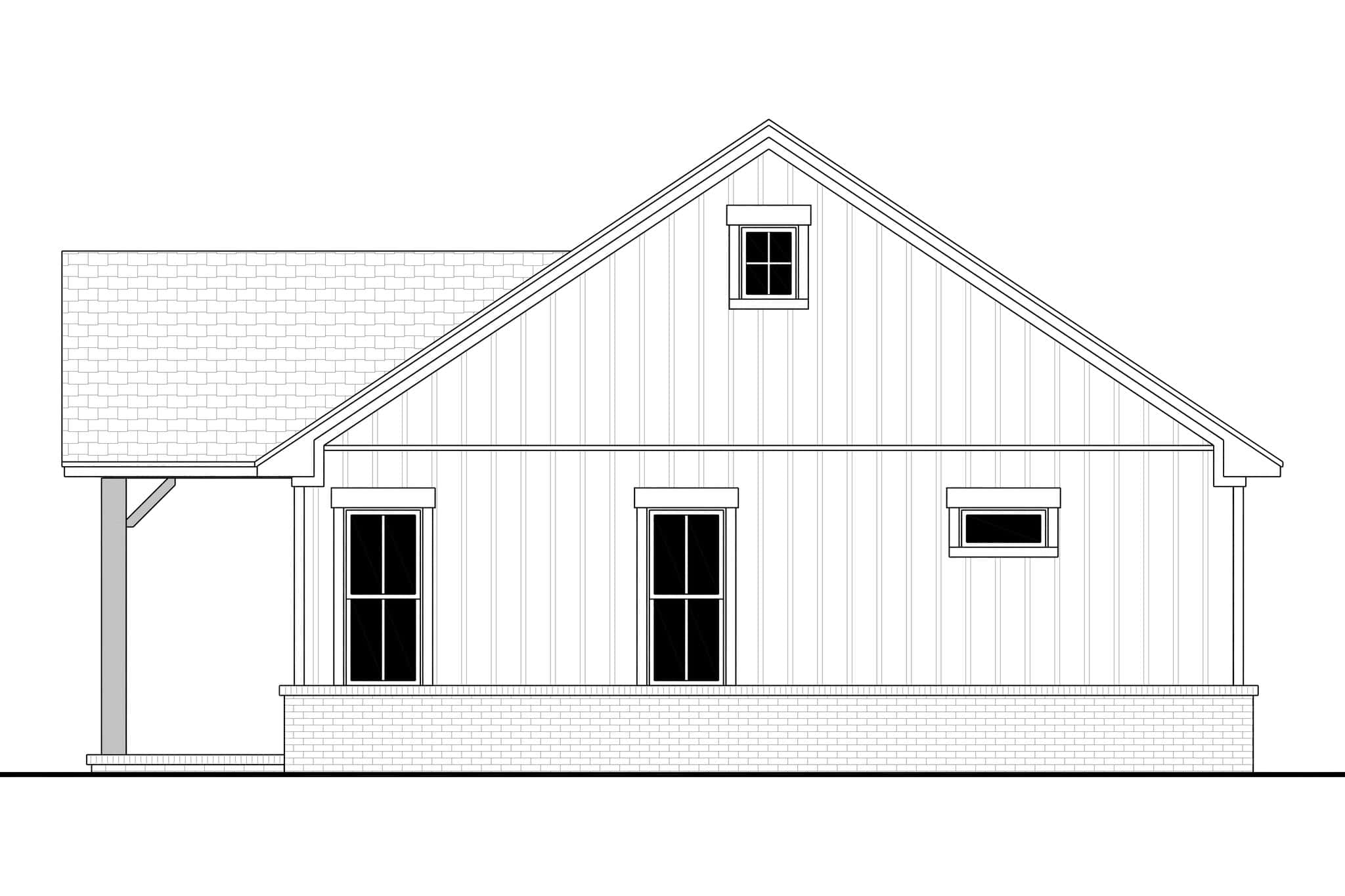 Home Plan Rear Elevation of this 1-Bedroom,900 Sq Ft Plan -142-1577