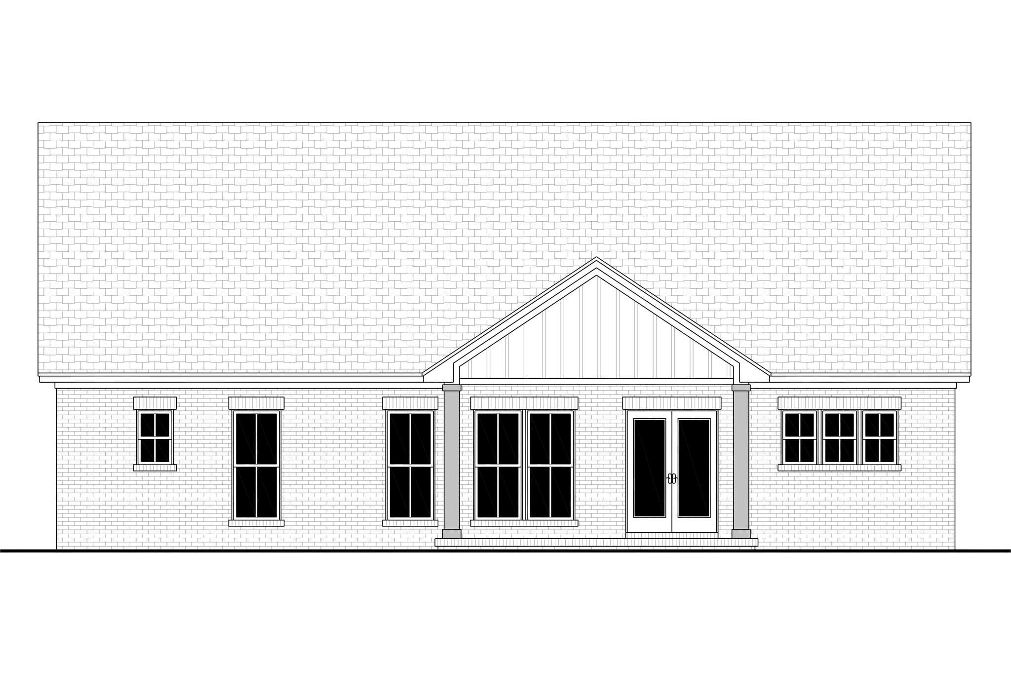 Home Plan Rear Elevation of this 3-Bedroom,1650 Sq Ft Plan -142-1578