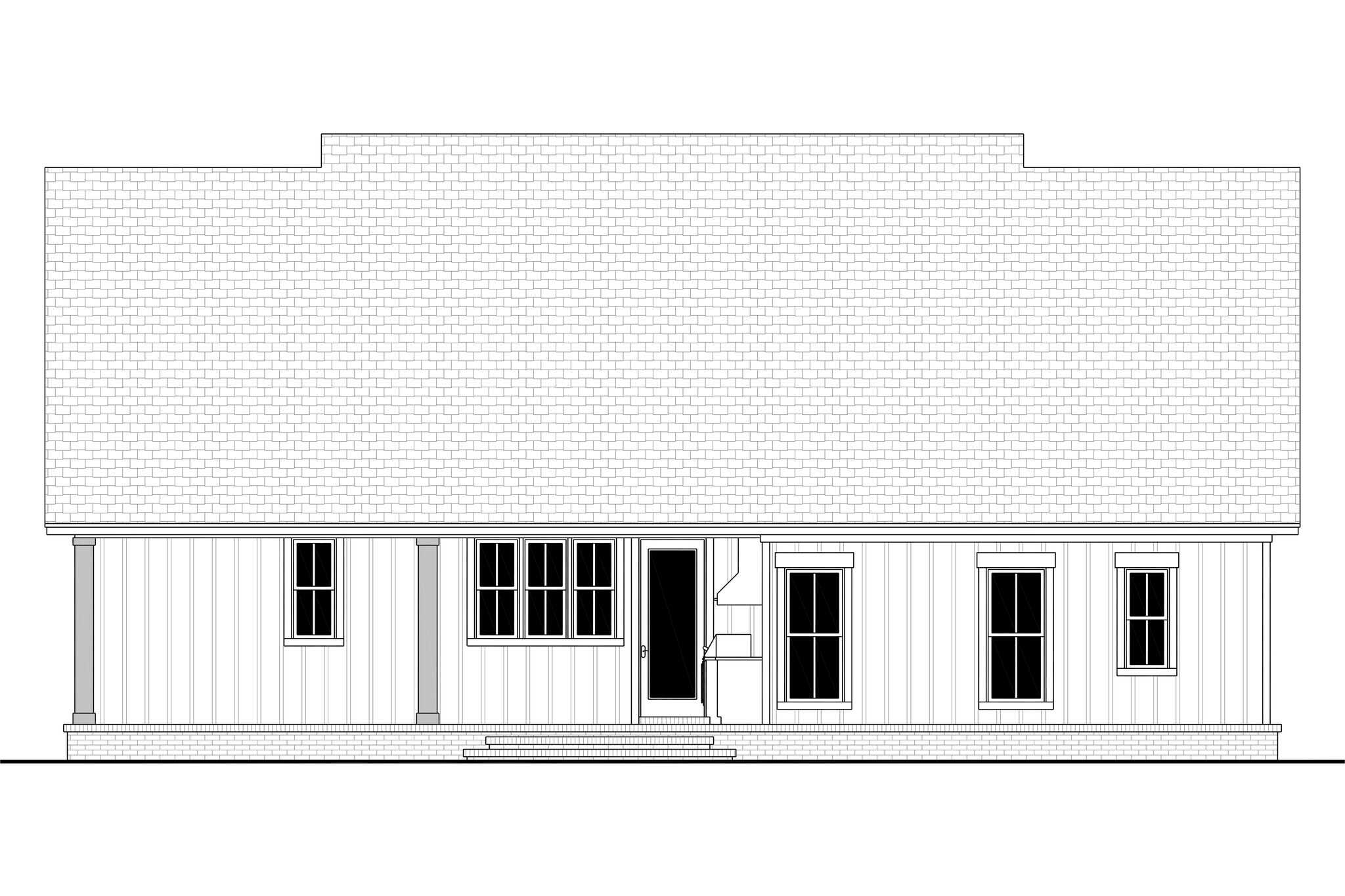 Home Plan Rear Elevation of this 3-Bedroom,1900 Sq Ft Plan -142-1579