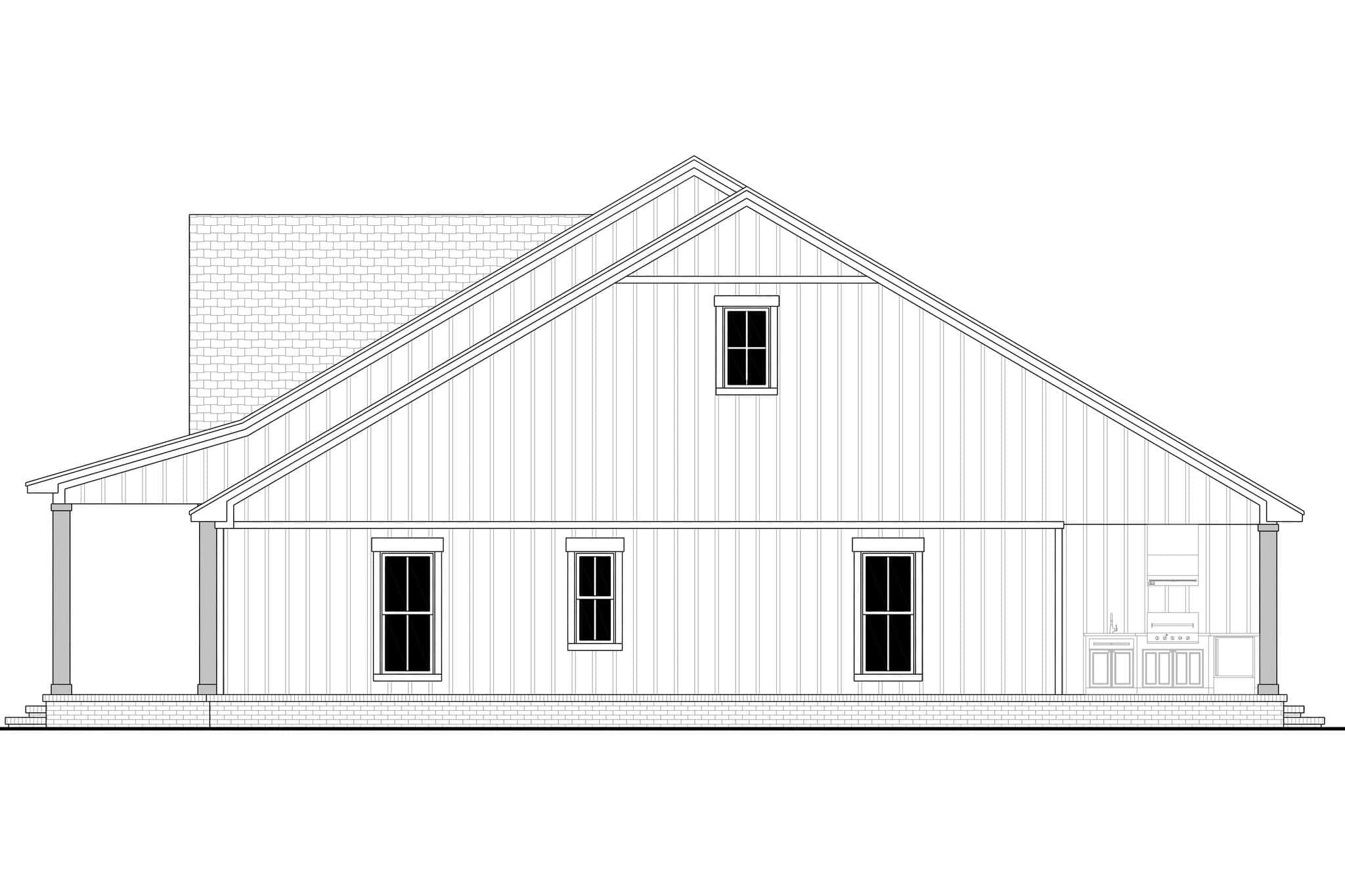 Home Plan Right Elevation of this 3-Bedroom,1900 Sq Ft Plan -142-1579