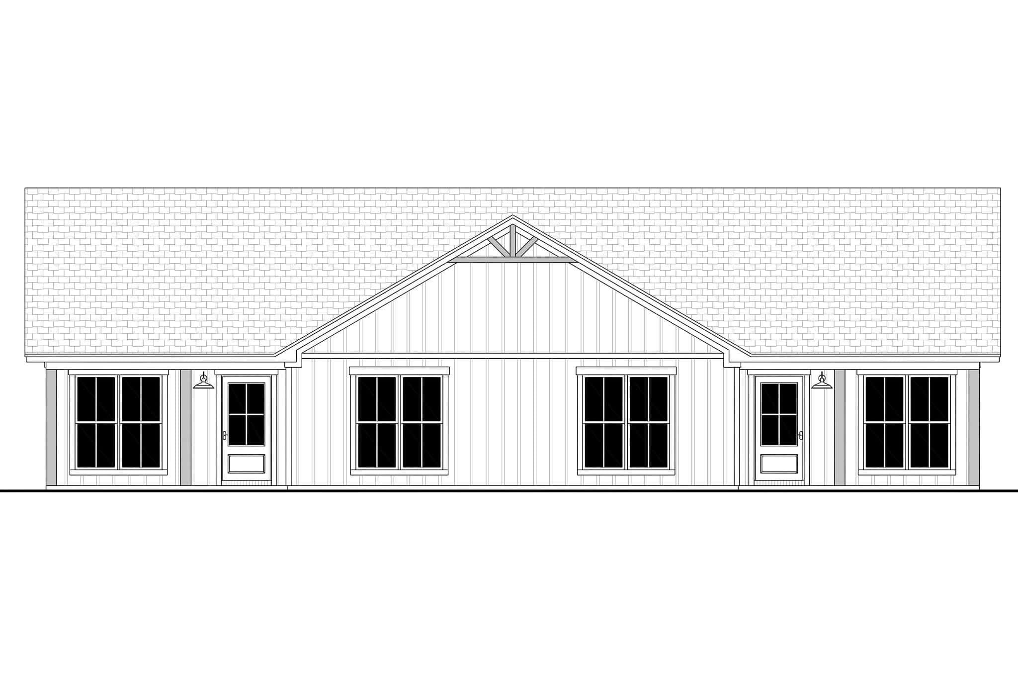 Home Plan Front Elevation of this 8-Bedroom,3170 Sq Ft Plan -142-1580