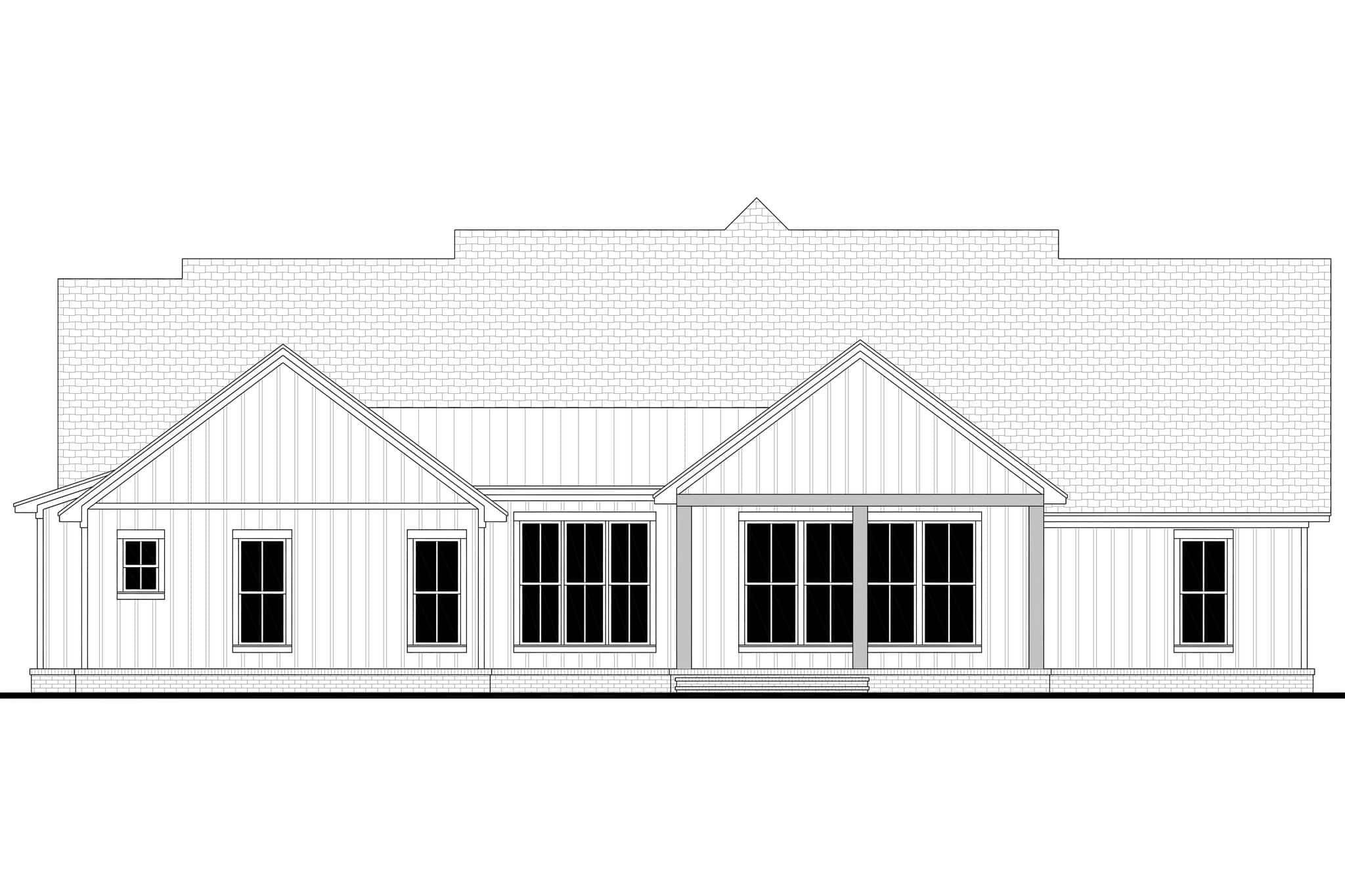 Home Plan Rear Elevation of this 4-Bedroom,2427 Sq Ft Plan -142-1581