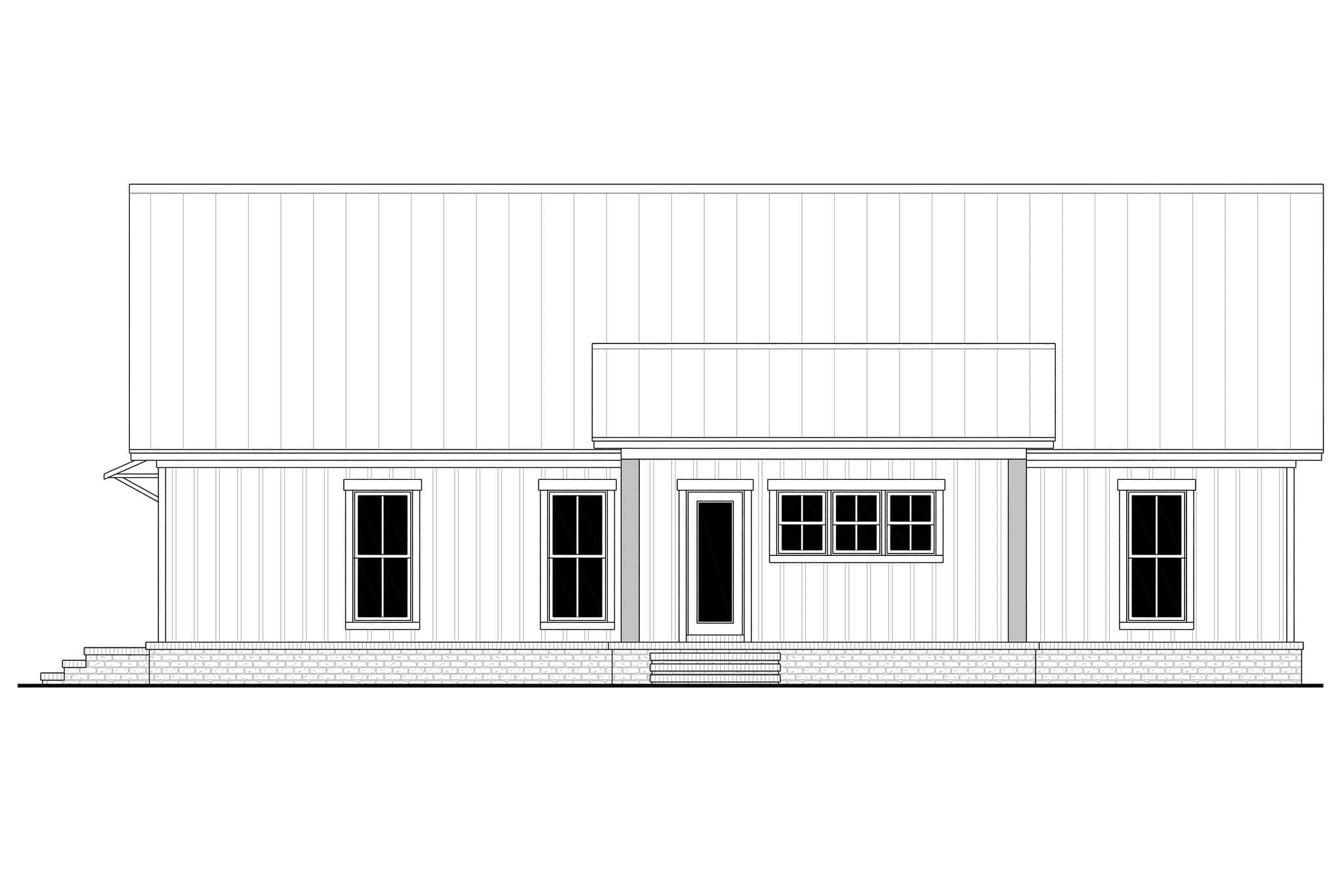 Home Plan Rear Elevation of this 4-Bedroom,1779 Sq Ft Plan -142-1583