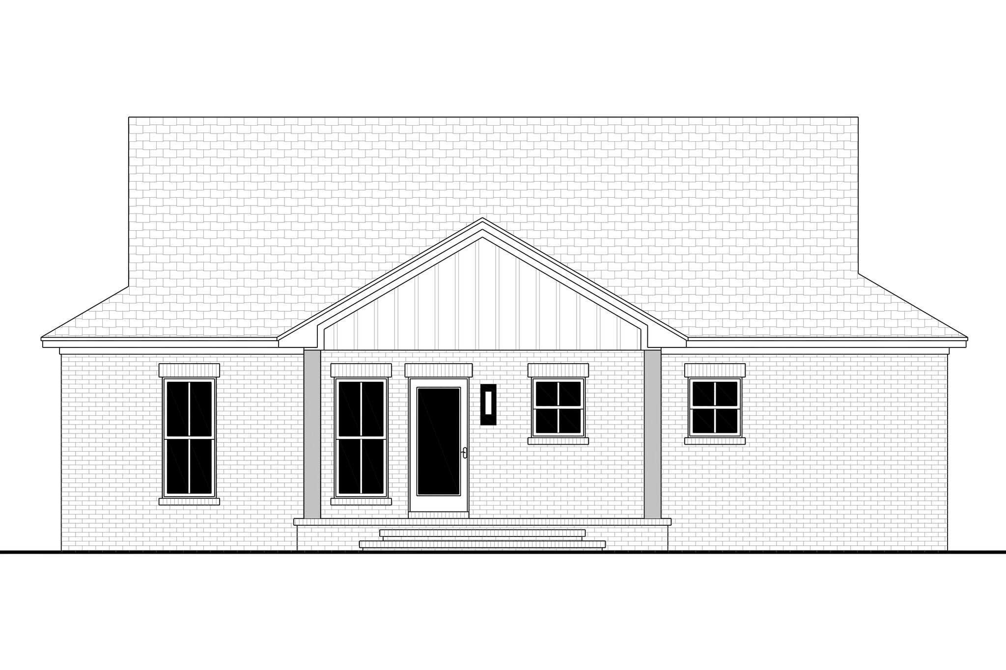 Home Plan Rear Elevation of this 3-Bedroom,1349 Sq Ft Plan -142-1585