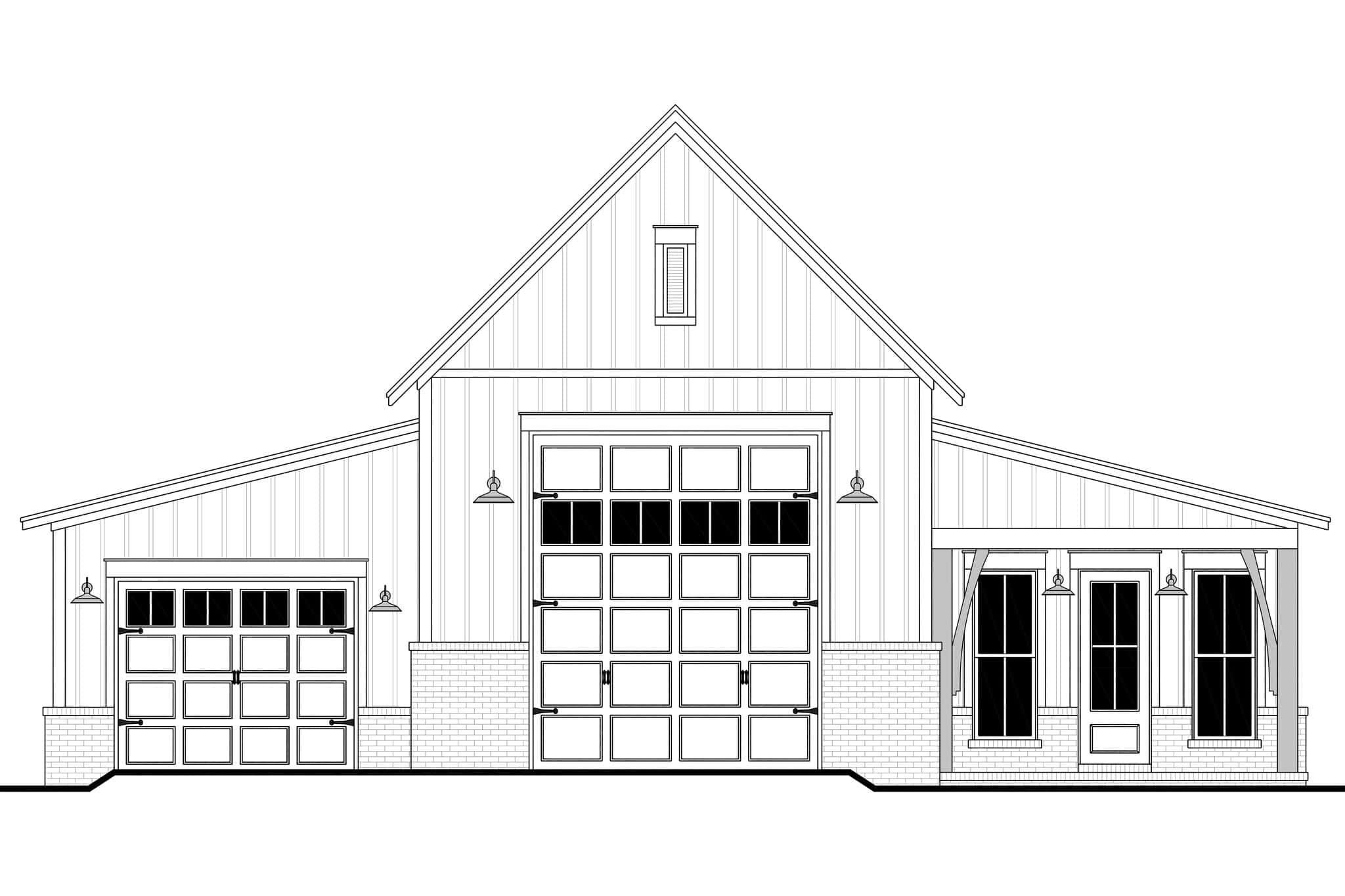 Home Plan Front Elevation of this 1-Bedroom,630 Sq Ft Plan -142-1586