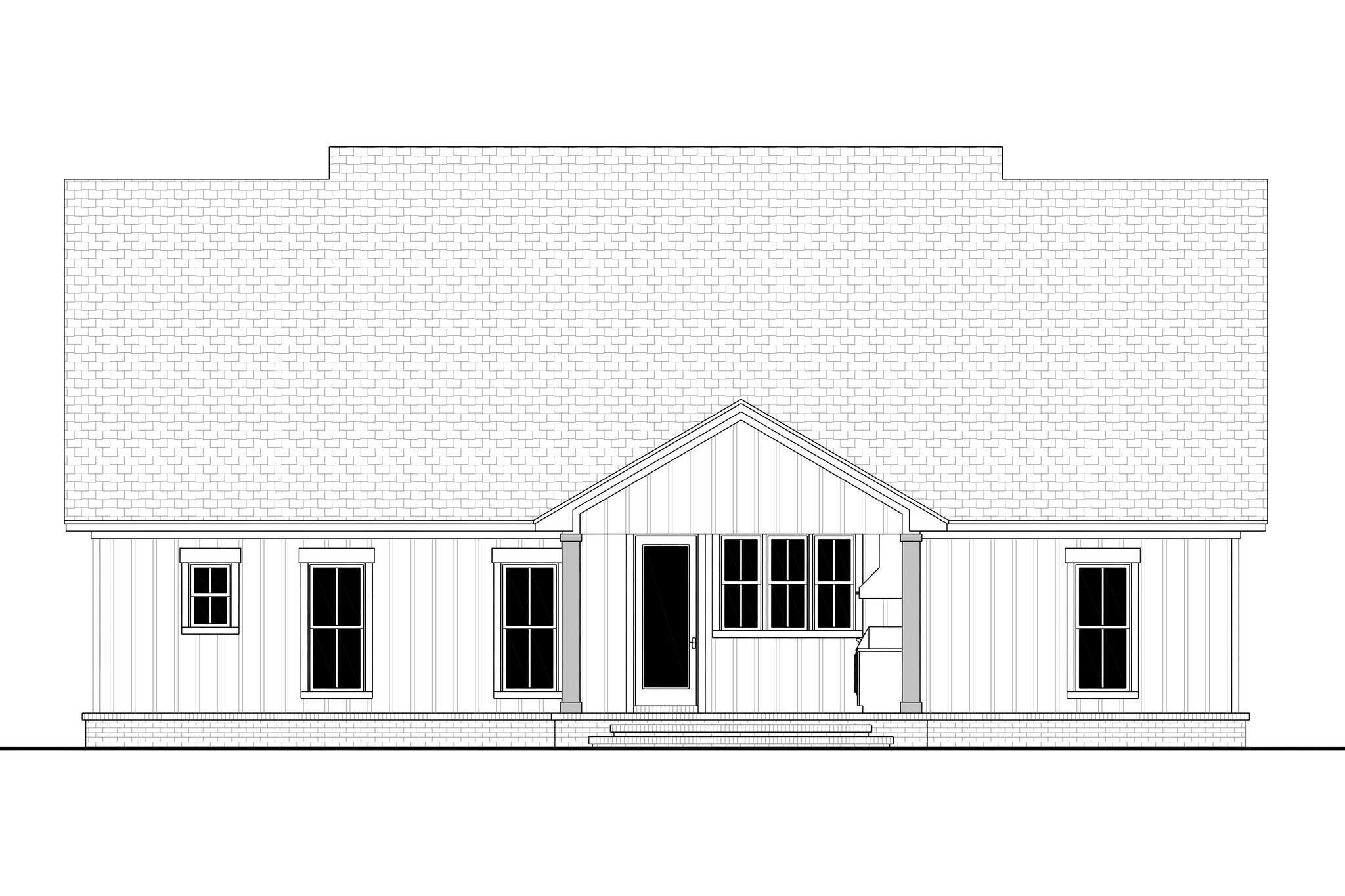 Home Plan Rear Elevation of this 4-Bedroom,2070 Sq Ft Plan -142-1588