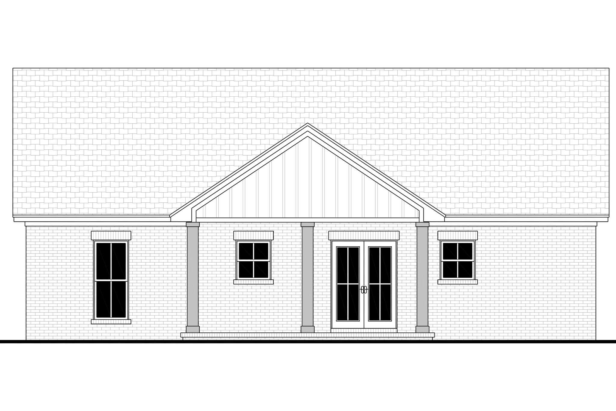 Home Plan Rear Elevation of this 3-Bedroom,1128 Sq Ft Plan -142-1589