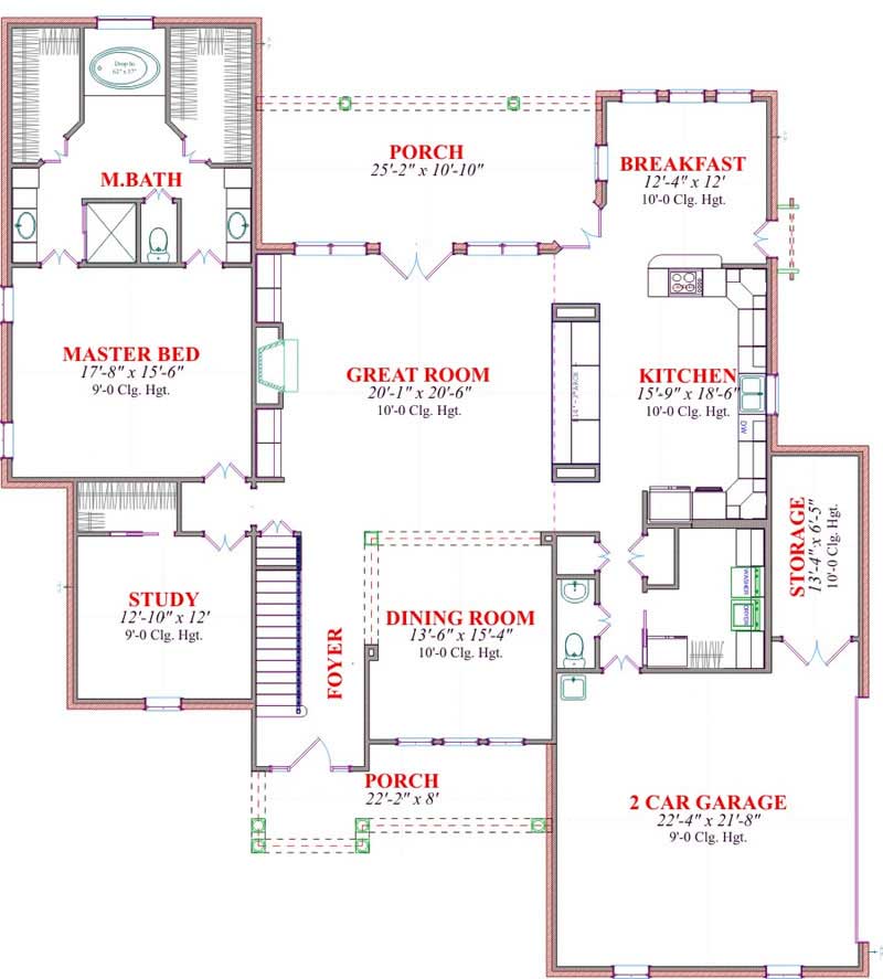 Floor Plan First Story of Contemporary Plan #144-1044