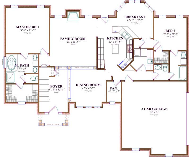 Floor Plan First Story of Country Plan #144-1071