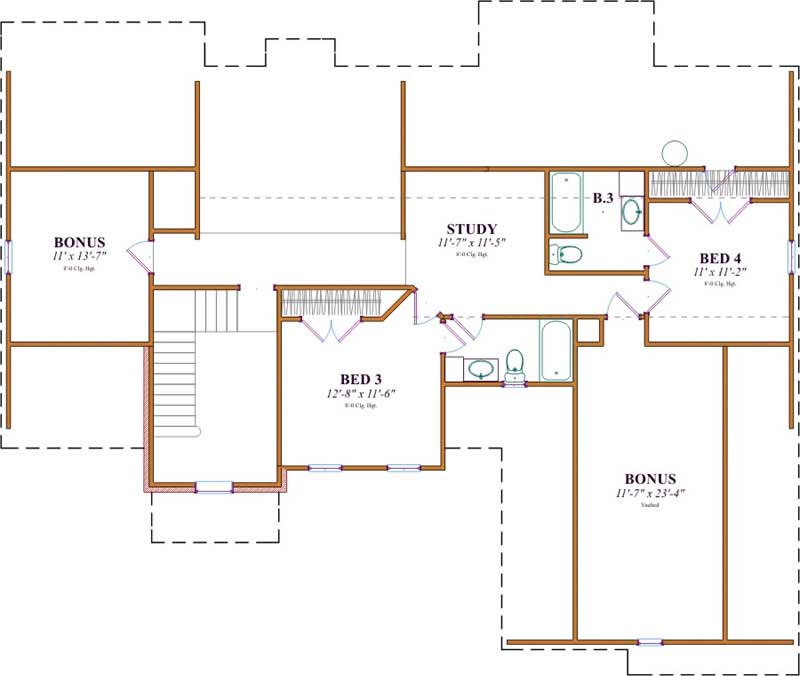 Floor Plan Second Story of Contemporary Plan #144-1072