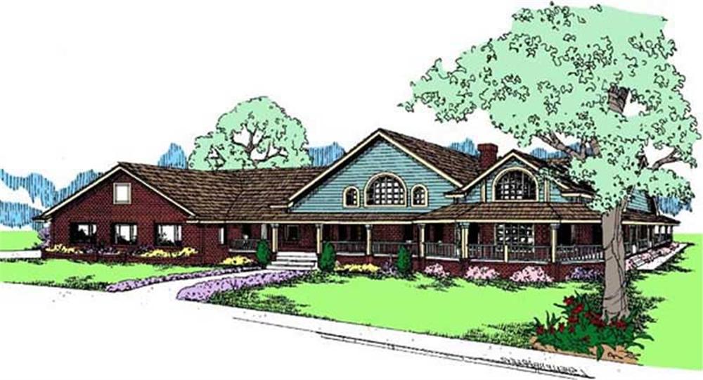 Front view of Country home (ThePlanCollection: House Plan #145-1000)