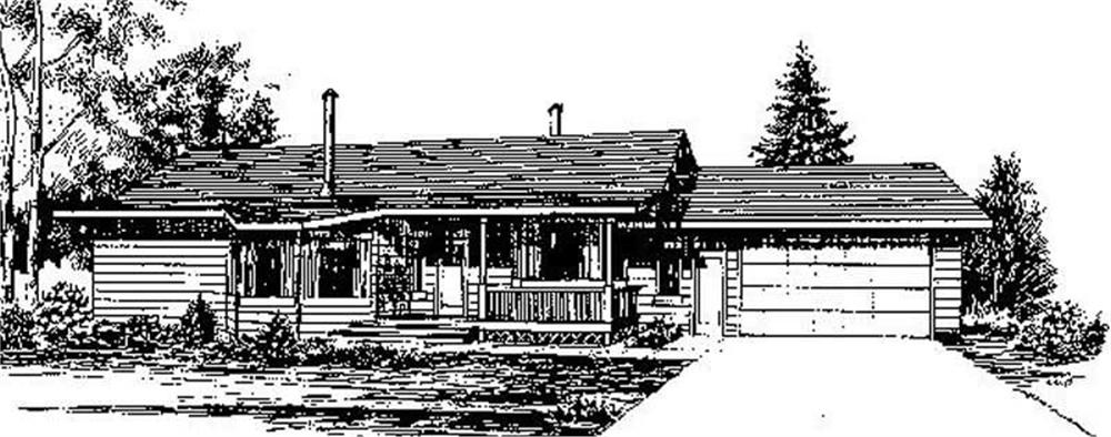 Front view of Ranch home (ThePlanCollection: House Plan #145-1008)