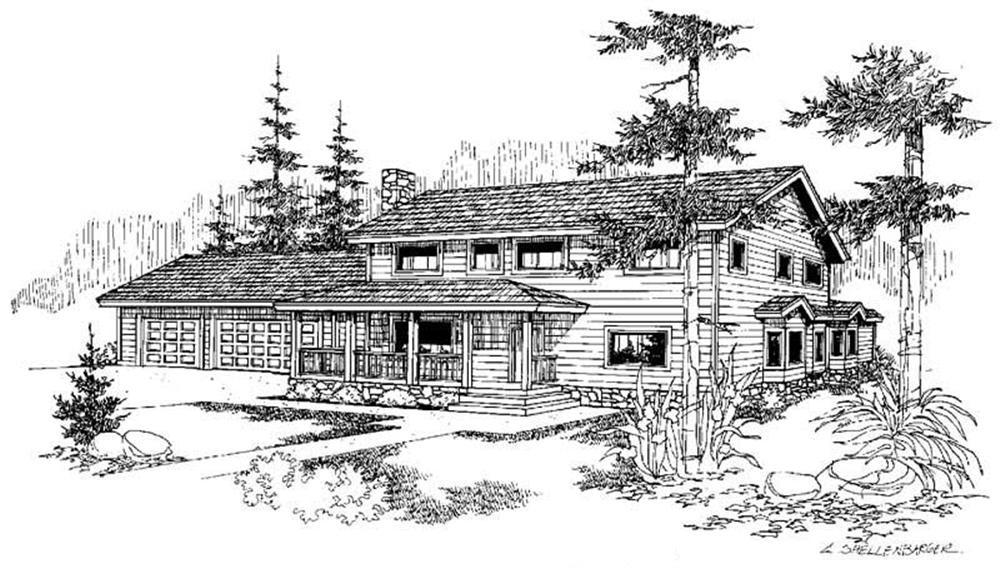 Front view of Country home (ThePlanCollection: House Plan #145-1009)