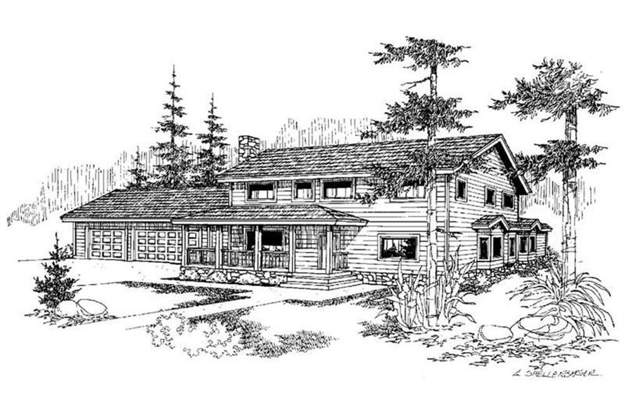 Front view of Country home (ThePlanCollection: House Plan #145-1009)