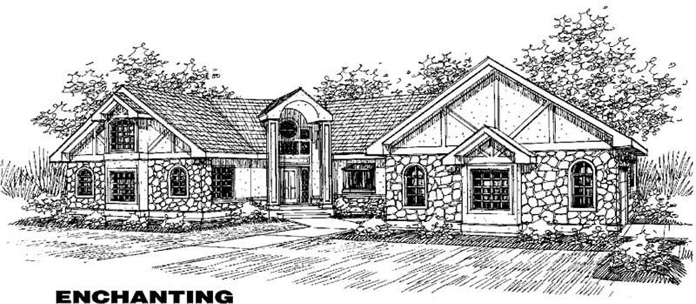 Front view of Transitional home (ThePlanCollection: House Plan #145-1014)