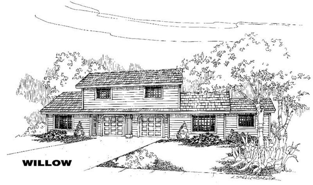 Front view of Duplex/Multi-Family home (ThePlanCollection: House Plan #145-1017)