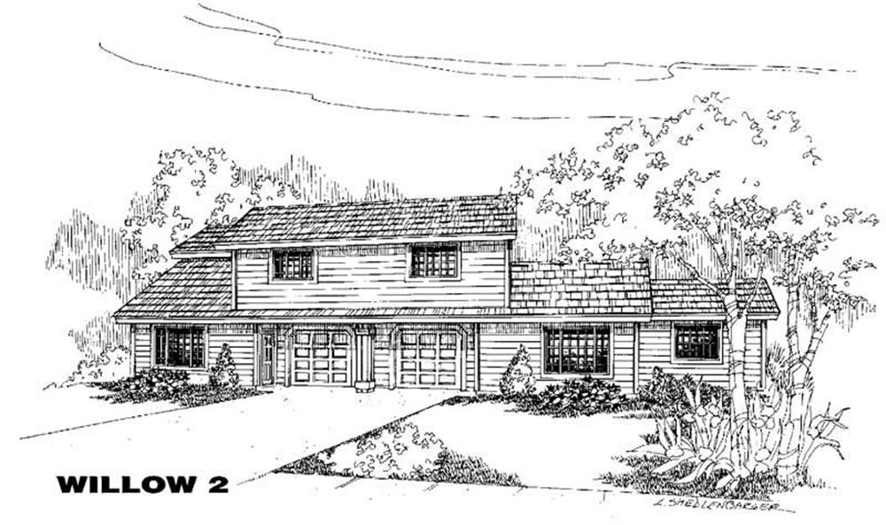 Front view of Duplex/Multi-Family home (ThePlanCollection: House Plan #145-1019)