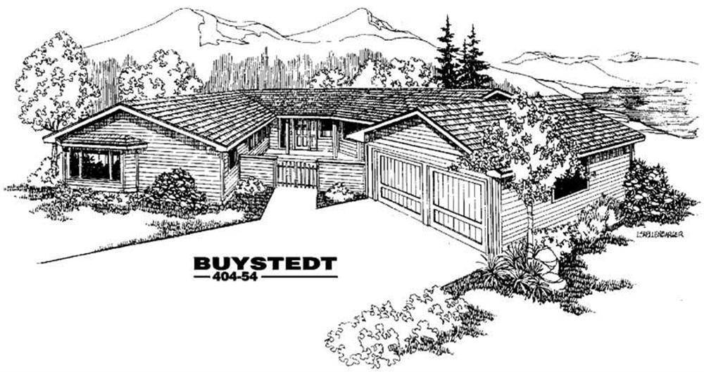 Front view of Ranch home (ThePlanCollection: House Plan #145-1021)