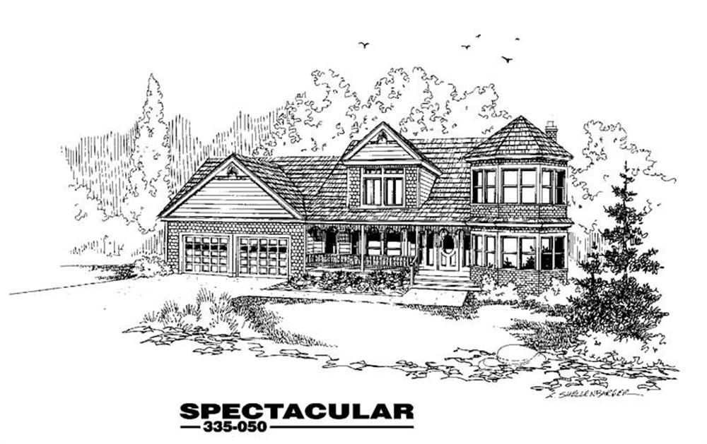 Front view of Country home (ThePlanCollection: House Plan #145-1025)