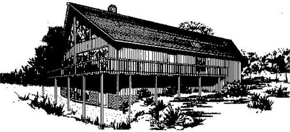 Front view of Log Cabin home (ThePlanCollection: House Plan #145-1029)