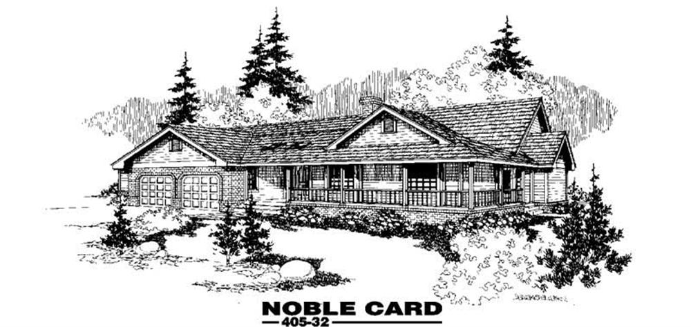 Front view of Country home (ThePlanCollection: House Plan #145-1037)