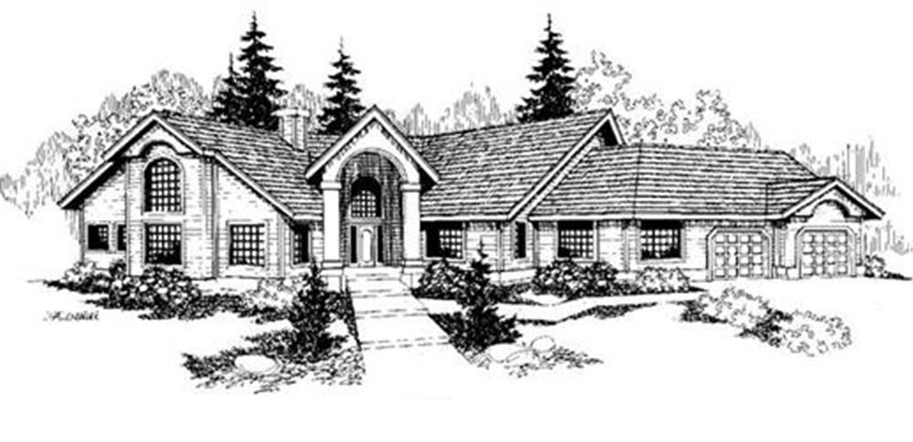 Front view of Colonial home (ThePlanCollection: House Plan #145-1044)