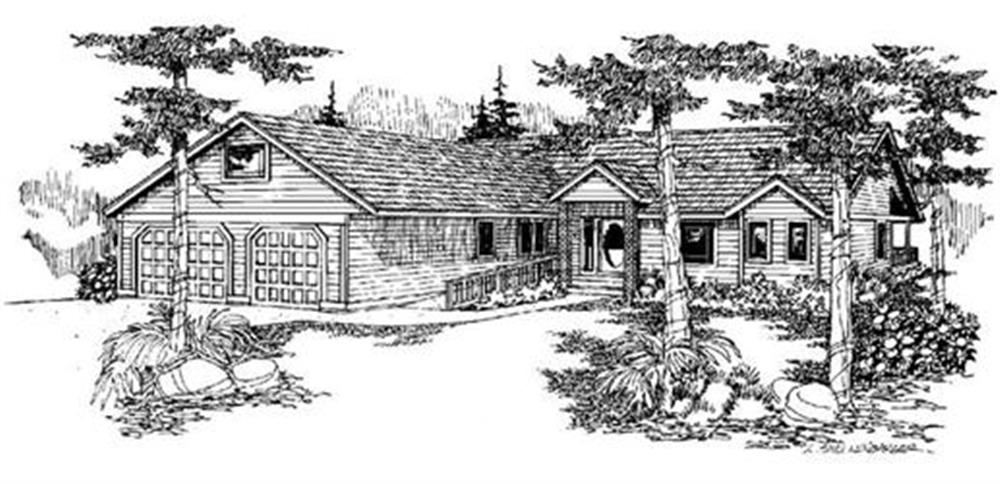 Front view of Colonial home (ThePlanCollection: House Plan #145-1051)